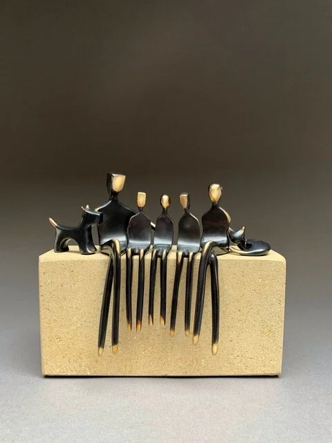 Family of Five With Dog and Cat 