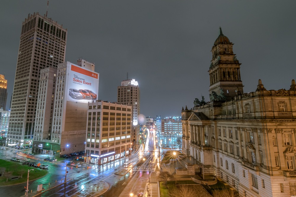 The Wayne County Building during a thunderstorm in 2015. Photo by Eric Hergenreder