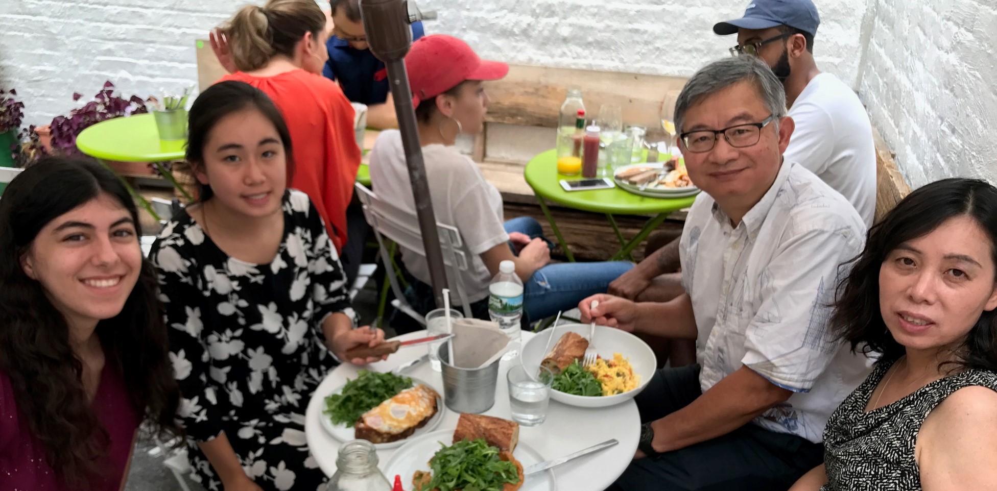 L to R: Alex, Sarah, David, and Sue at BHW lunch in Prospect Lefferts Gardens, our neighborhood in Brooklyn.