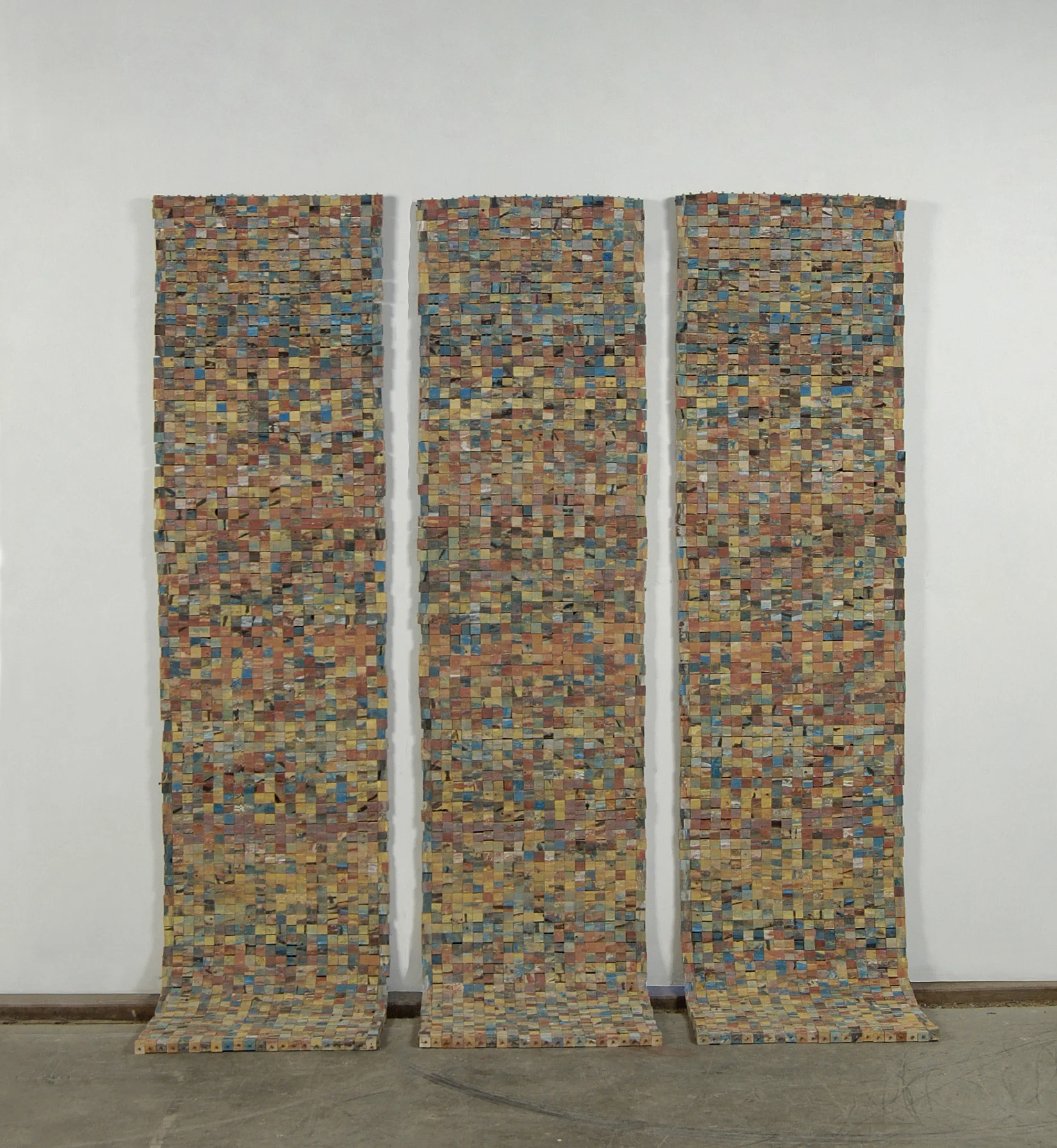5,874 views , 2014, Wood, concrete, and ink, 82 x 73 x 19 inches
