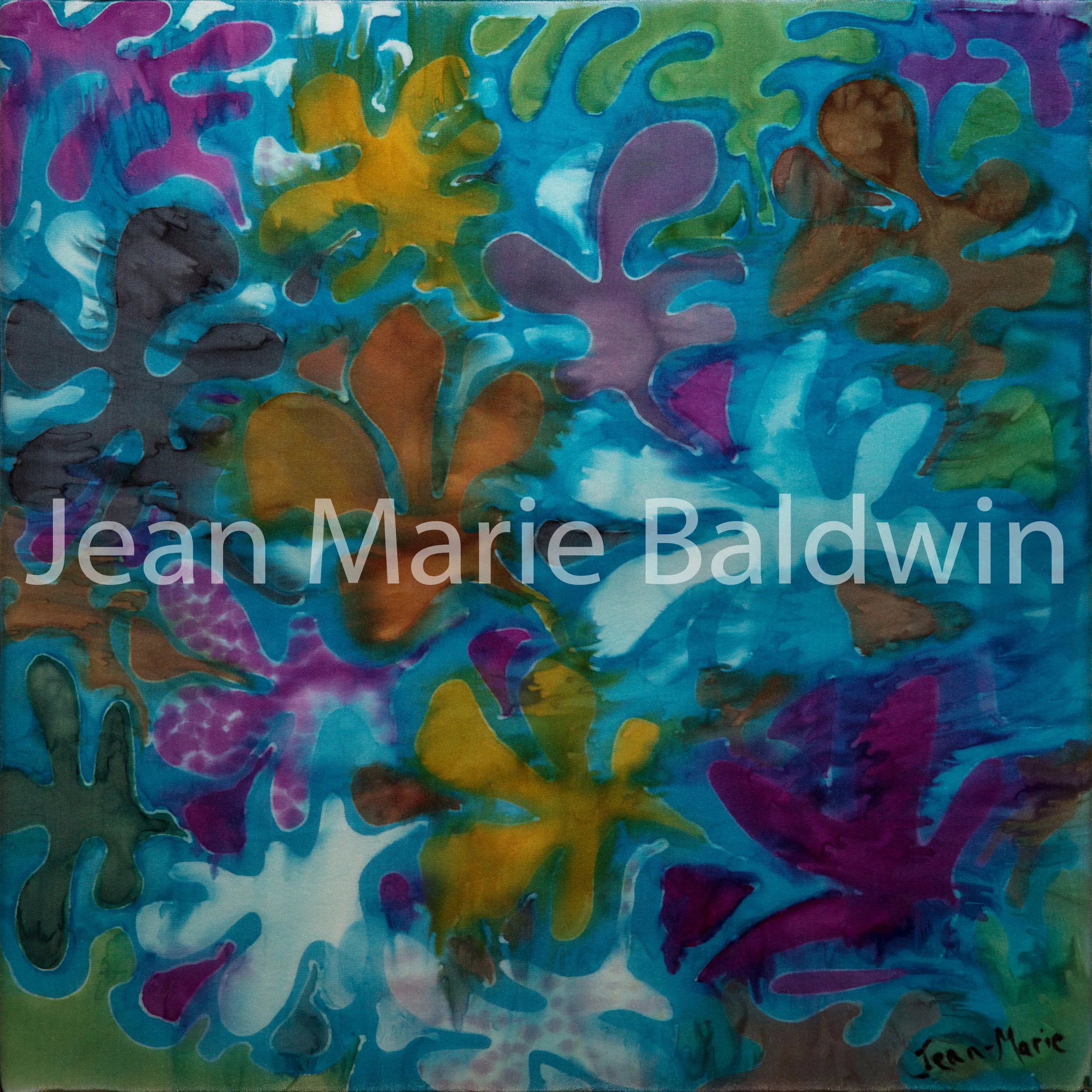 Leaves on Water, Hand Painted Silk