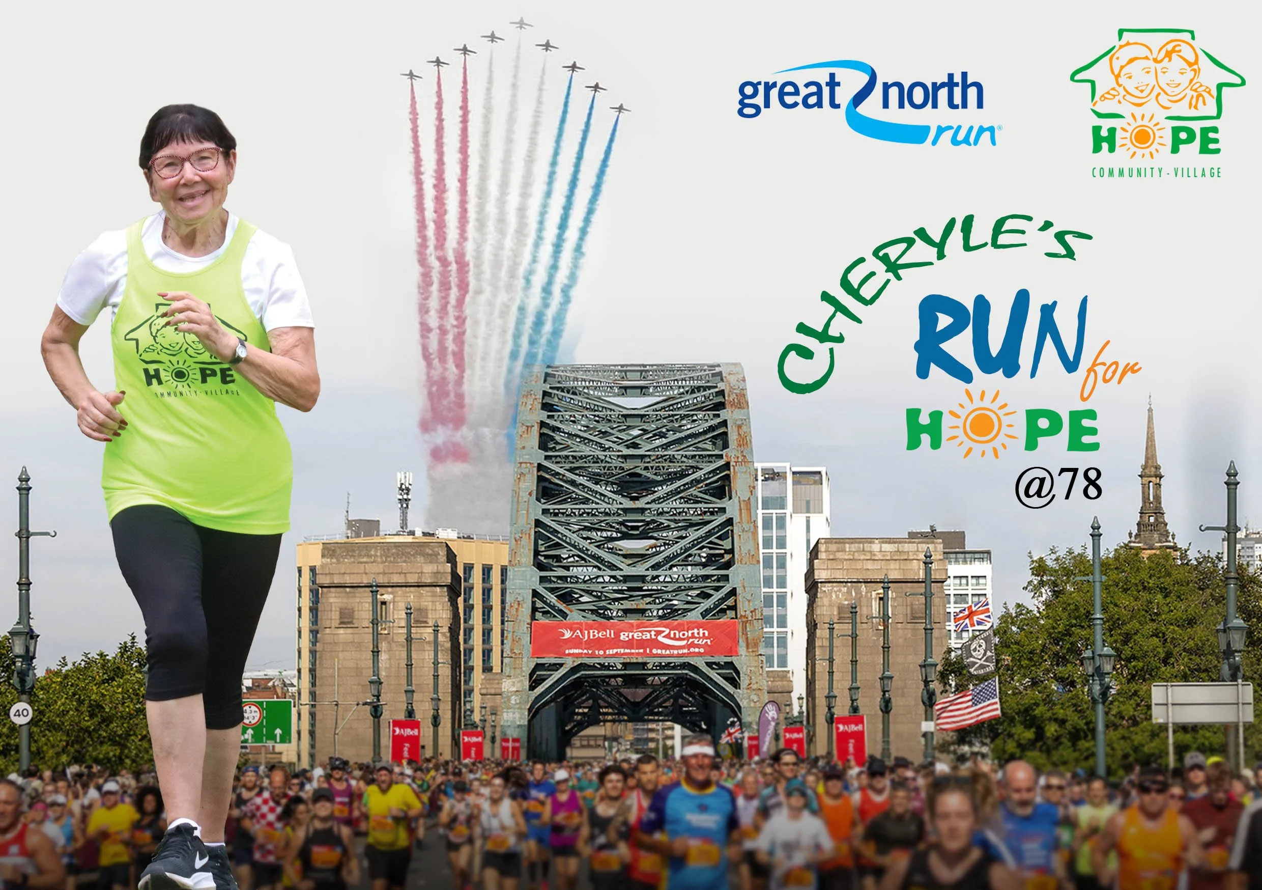 Dr. Cheryle Berry MBE PHF CStJ  running The Great North Run 2026