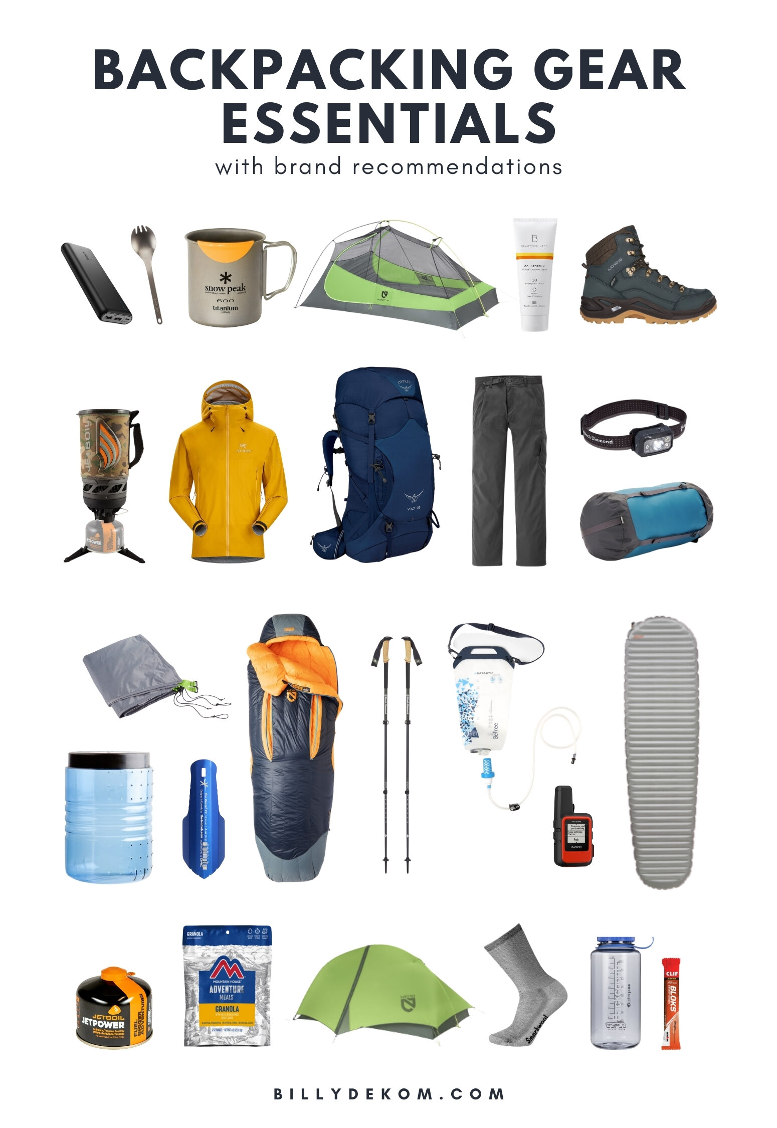 Hiking gear for a mountain trip