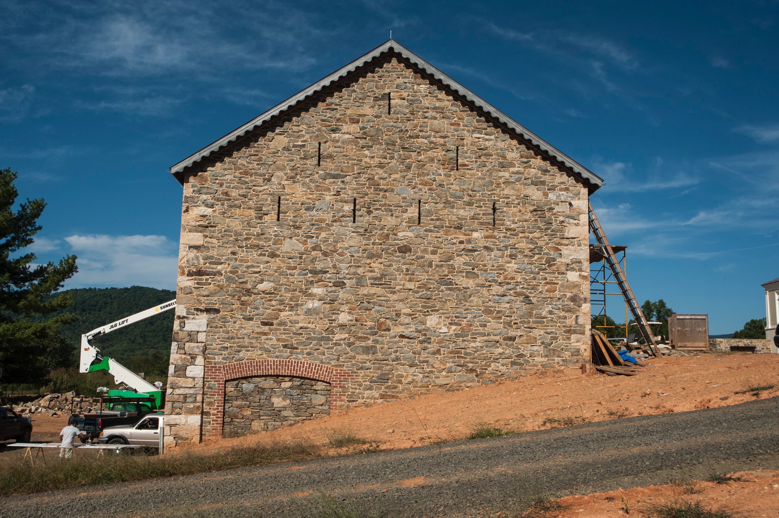  Stone barn nearing completion.   