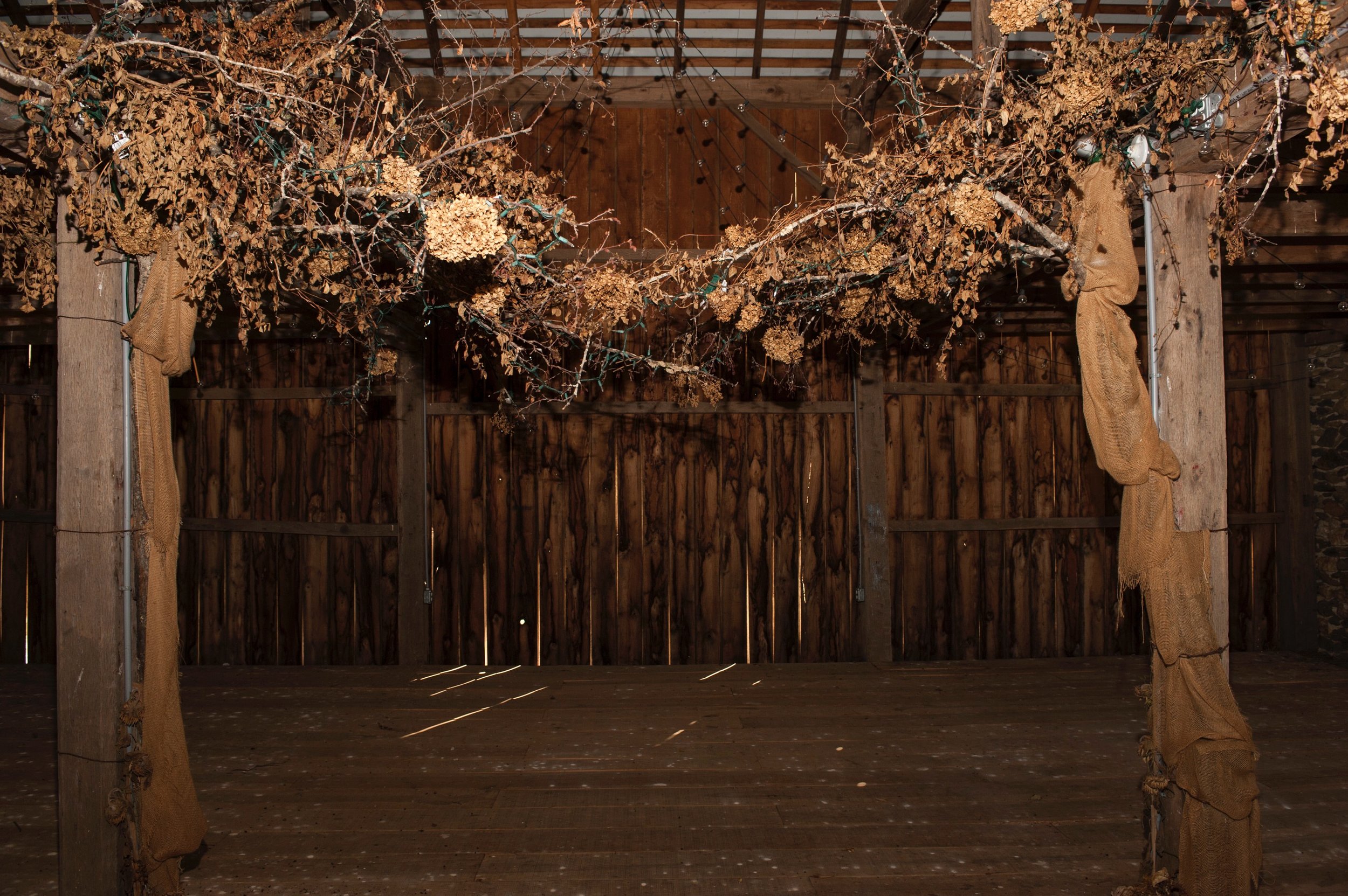  A garland of dried flowers from the Crofts' daughter's wedding still decks the barn. 