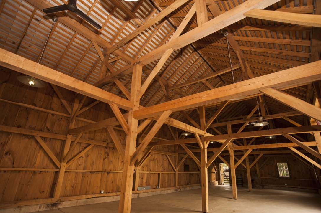  Timber frame comes from an original bank barn on the property. 