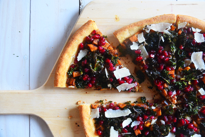 Caramelized Sweet Potato + Crispy Kale Pizza