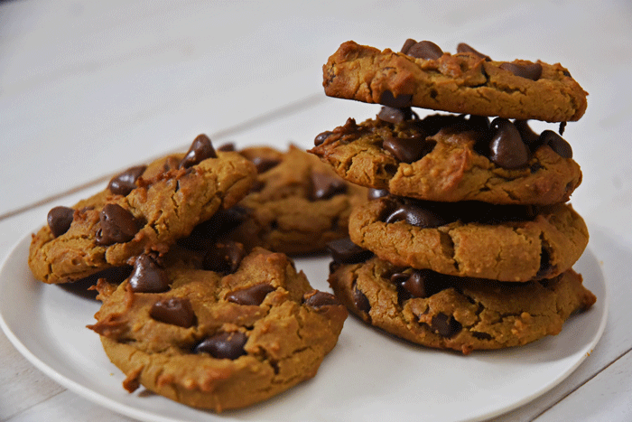 Healthier Gluten-Free Chocolate Chip + Peanut Butter Cookies
