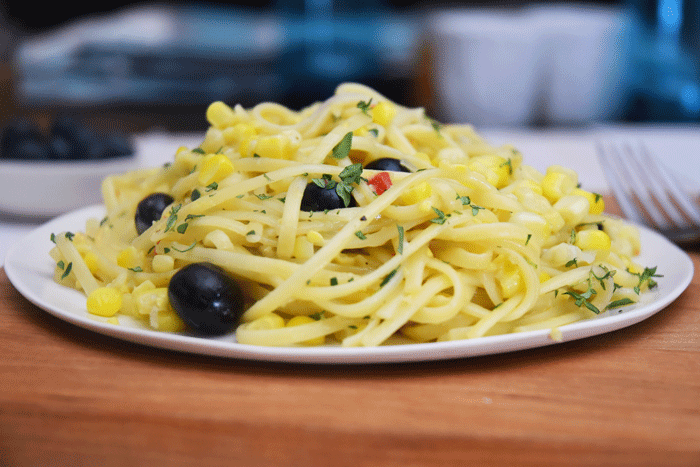 Creamed Corn + Blueberry Pasta
