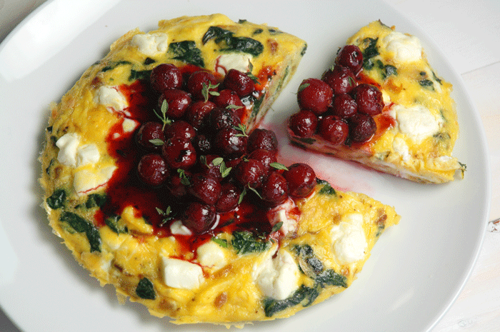 Cheesy Fritatta with Grape Compote