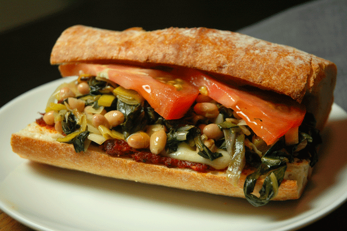 Chard Sandwich with Sundried Tomato Smear