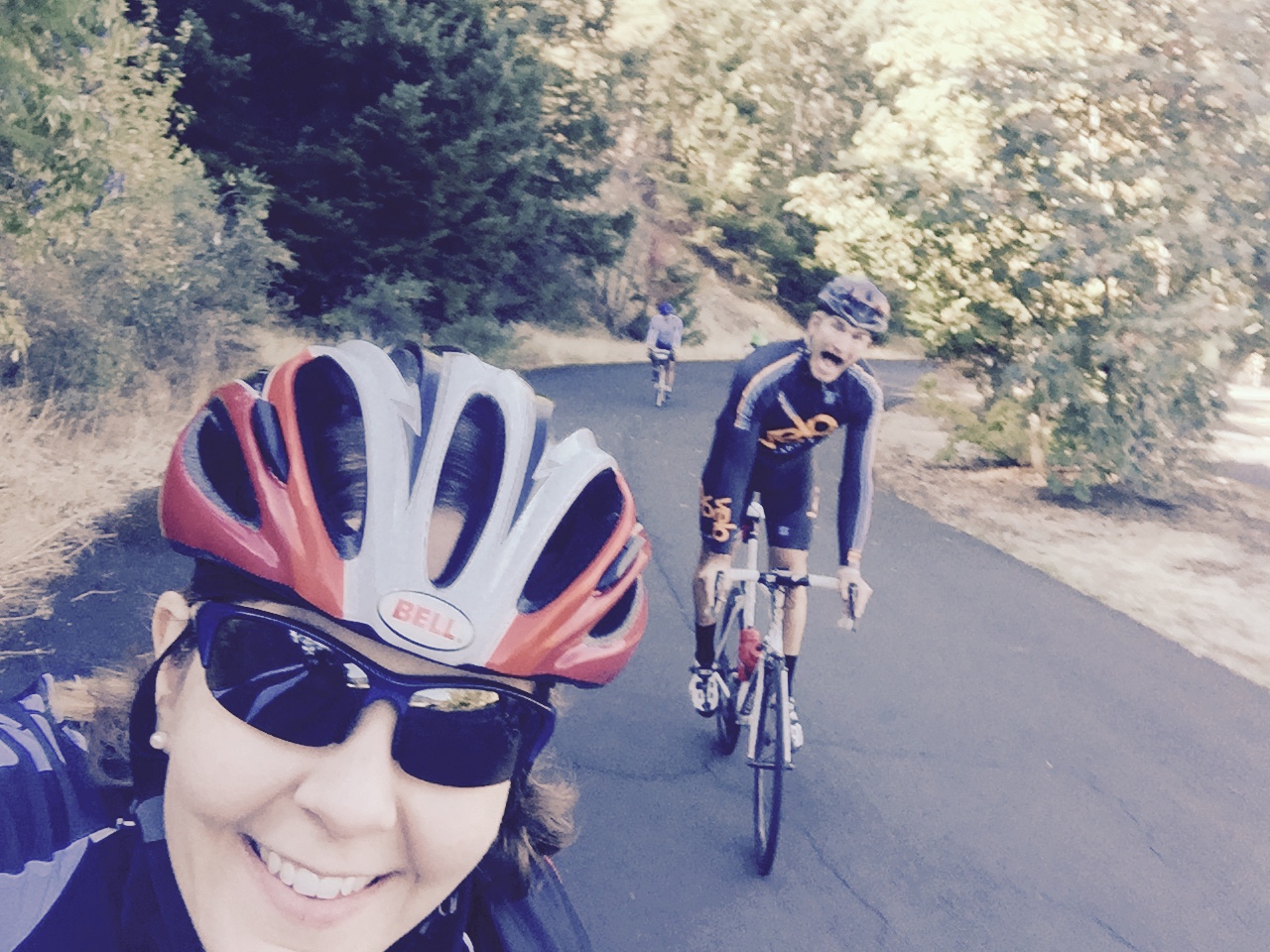 Cycling along the Historic Columbia River Highway State Trail in Oregon