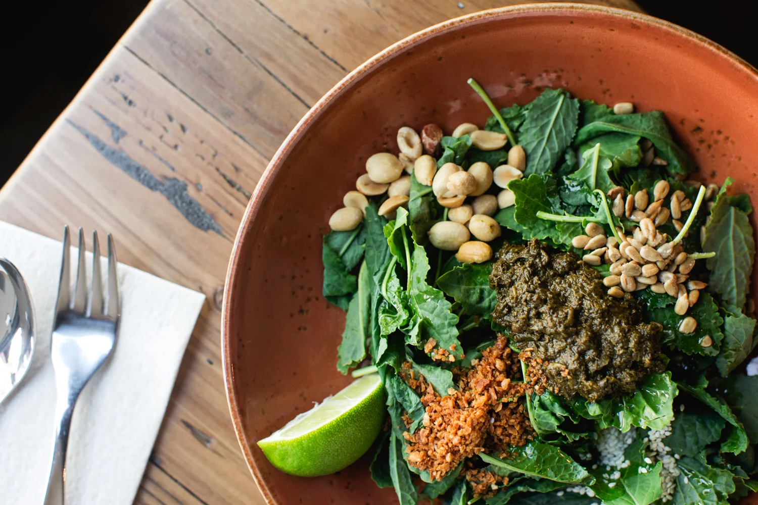 Teni East Kitchen tea leaf kale salad