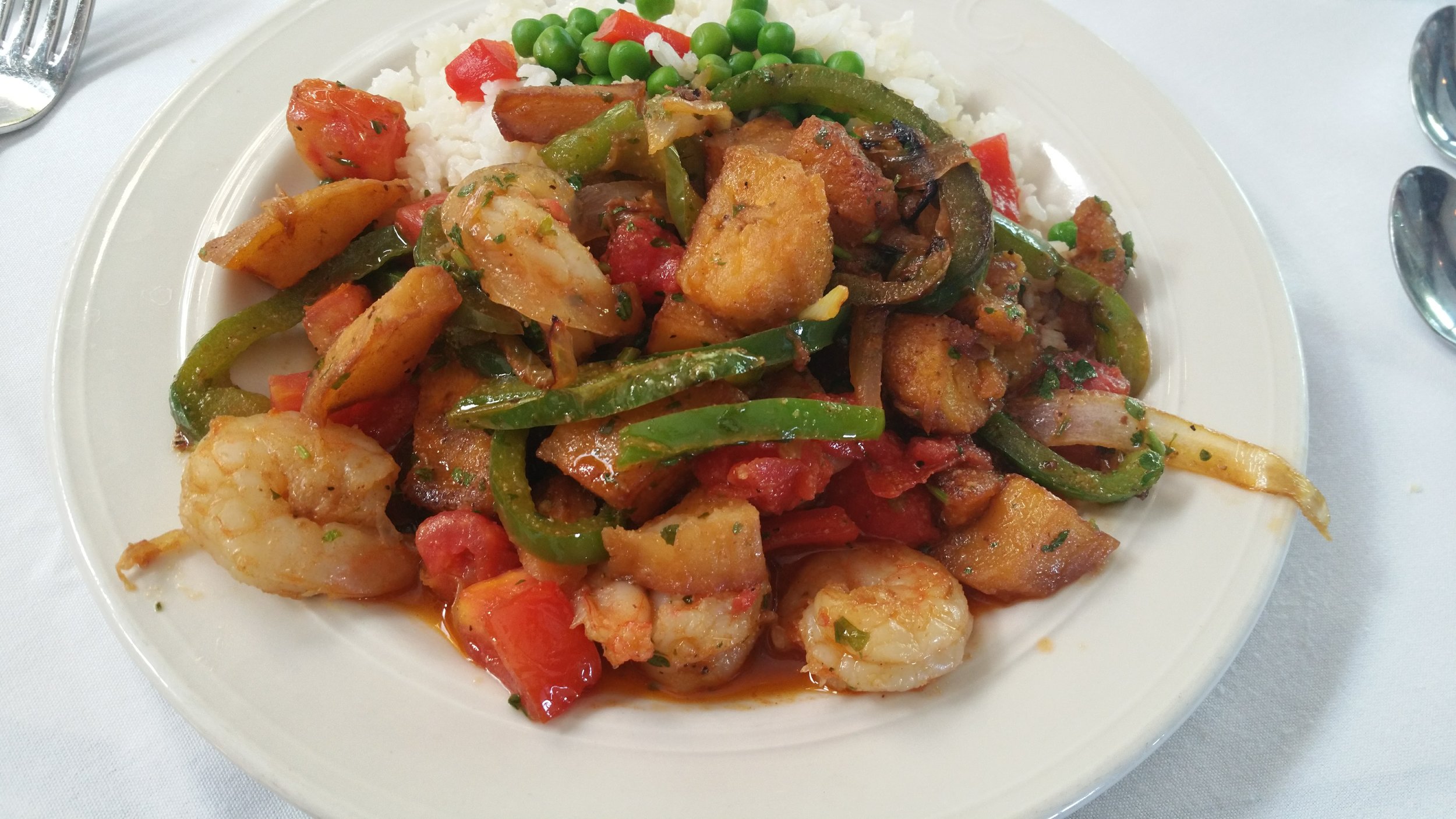 Most would get this for the shrimp; me I got this for the plantains...SHRIMP CRIOLLO: COLUMBIA