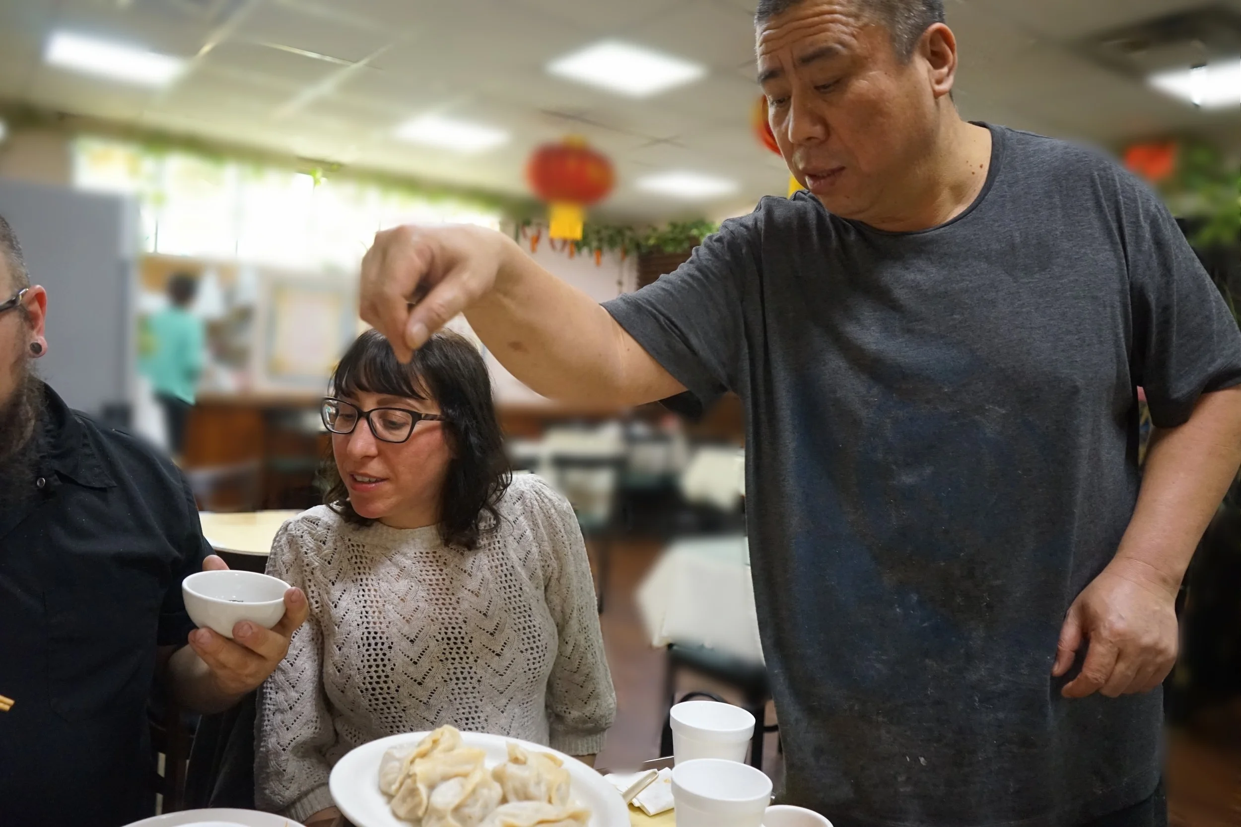 Frequenting Northern China sometimes once a week, Steven and Laurie have built quite the report with the Chef, who simply goes by Uncle. He came over to the table to explain to us the special dumplings he had sent out. Rabbit. Perks of knowing the Chef.