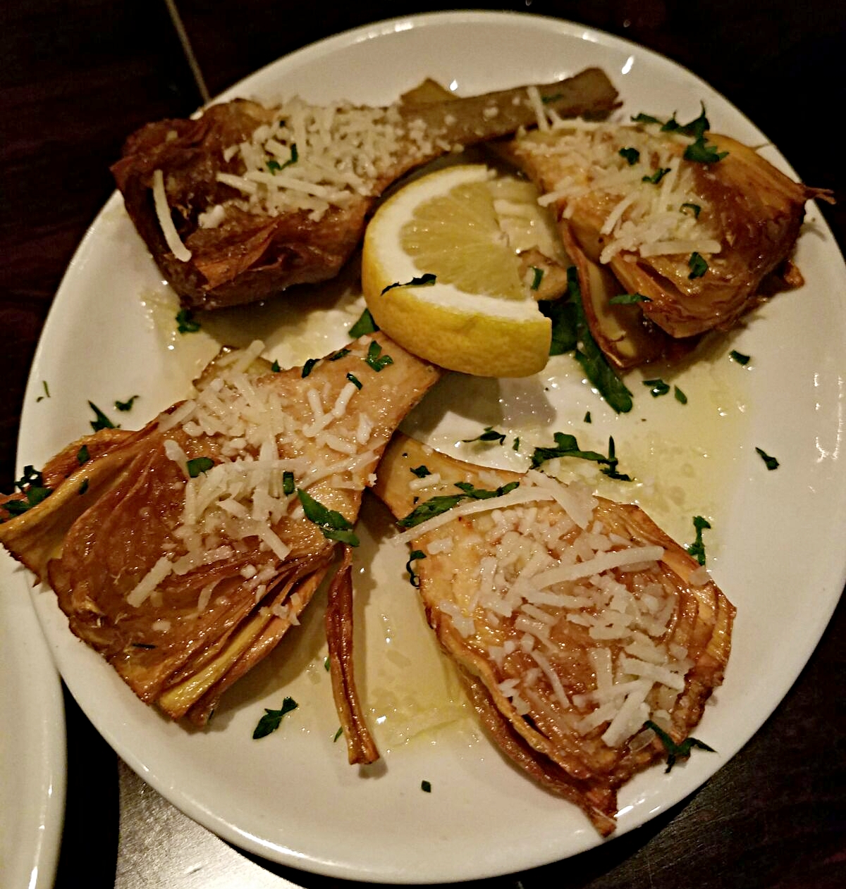 FRIED ARTICHOKE. bagna cauda sauce. pecorino cheese. : UNDER THE CORK TREE.