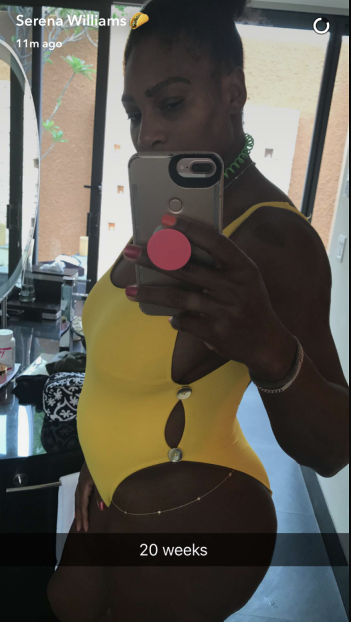 The sporting superstar announced this morning on snapchat that she's 20 weeks pregnant with her first child.