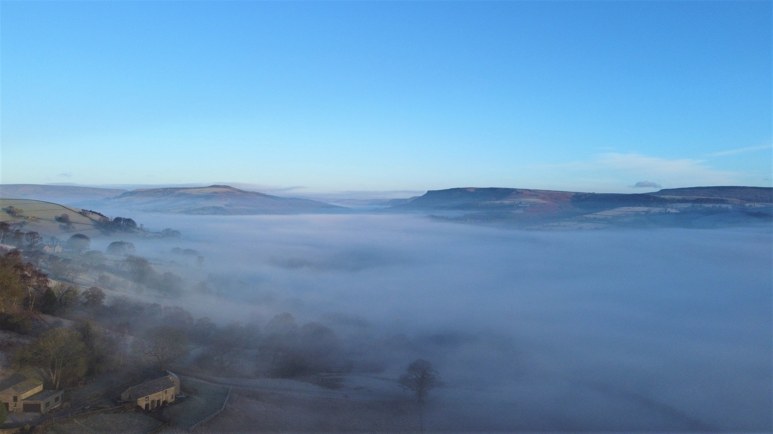 Drone View of the Hope Valley and Callow Barn