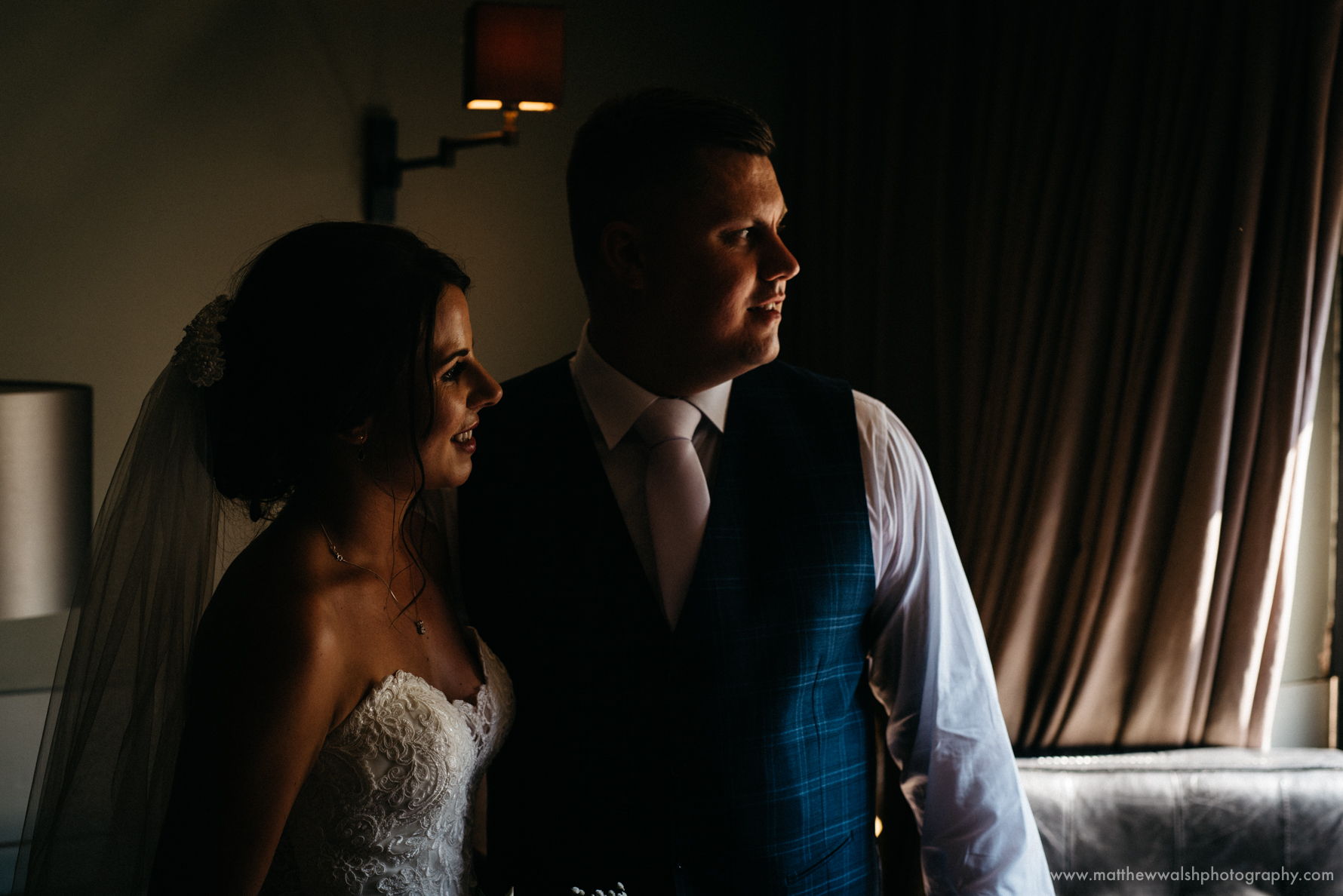 The happy couple in the glow of natural light