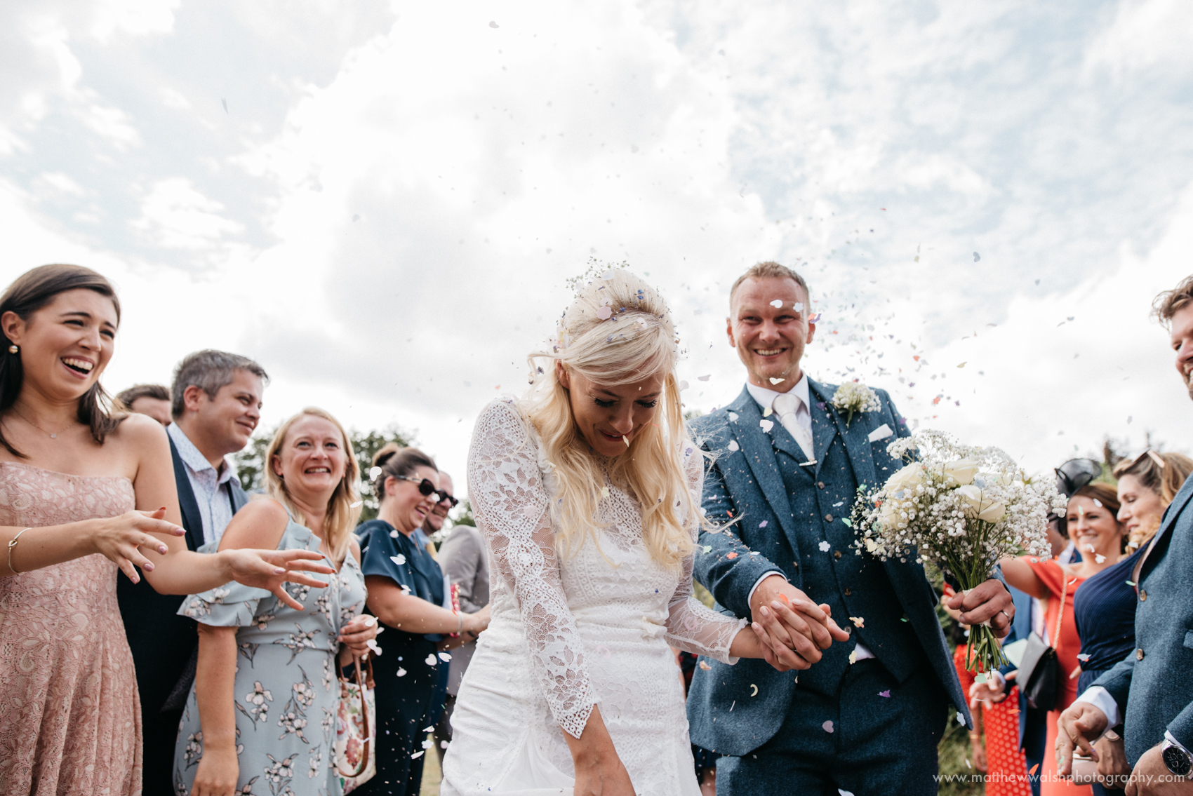 A beautiful confetti moment at Lyde Court in Herefordshire