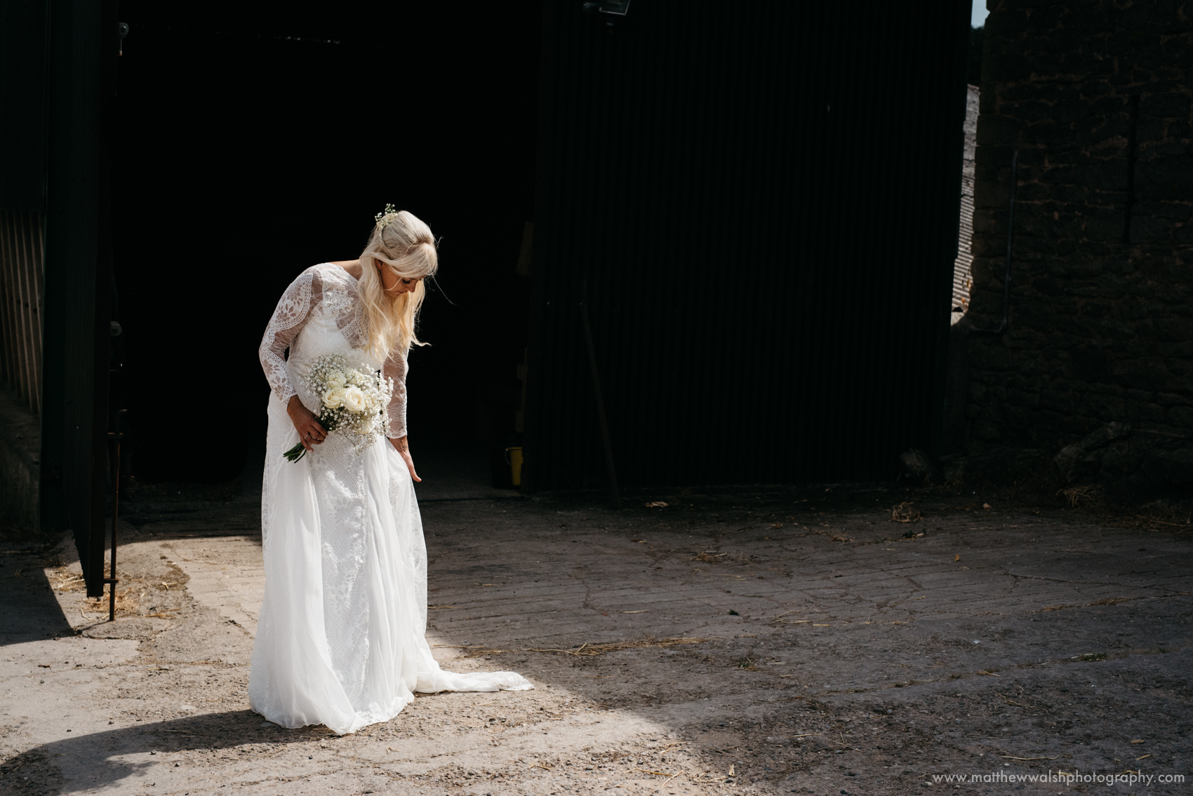 The bride captured in an observed pocket of light