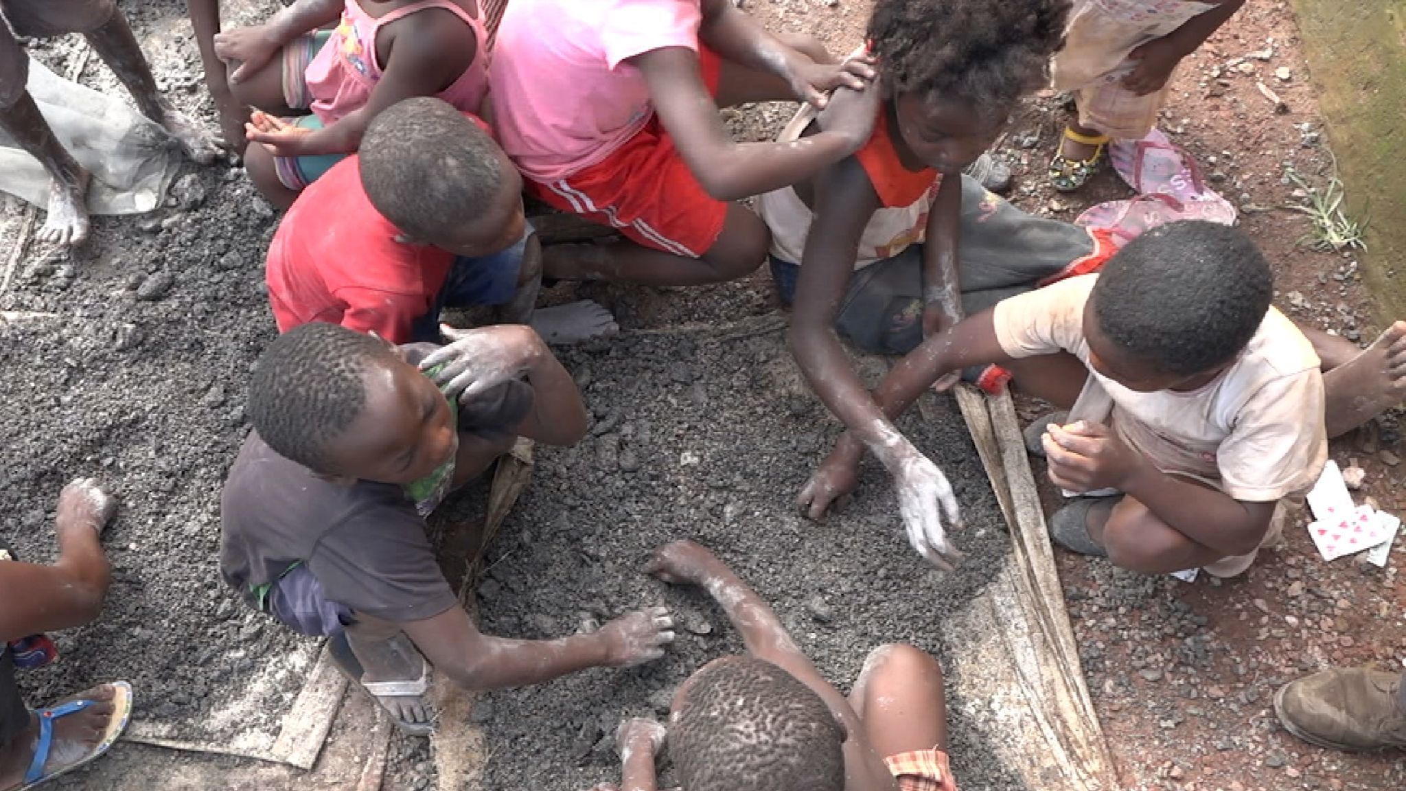 Children as young as four work in the cobalt mines -- source: Sky News