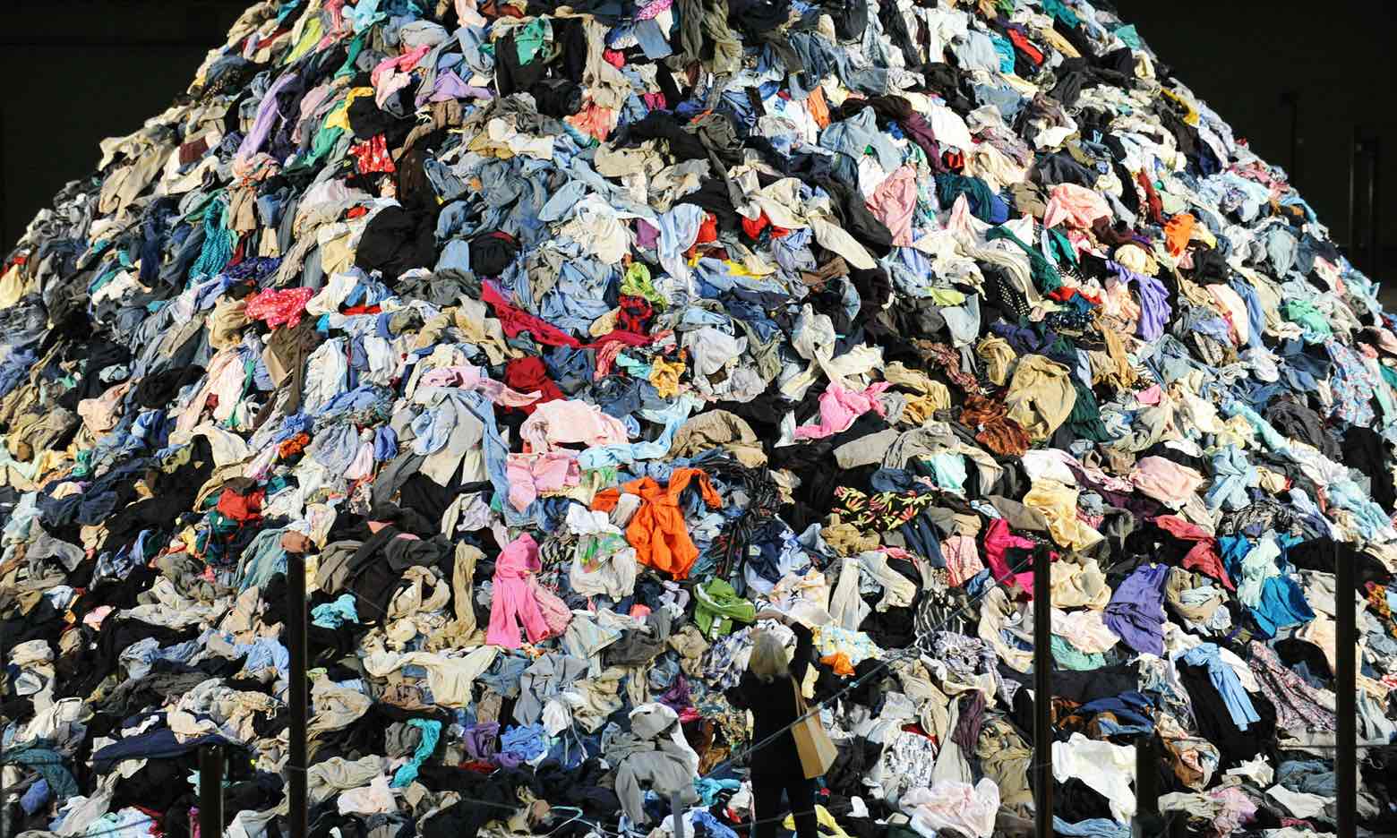 French artist Christain Boltanski’s ‘No Man’s Land’, was made of 30 tons of discarded clothing. Britain alone is expected to send 235m items of clothing to landfill this spring. -- The Guardian.