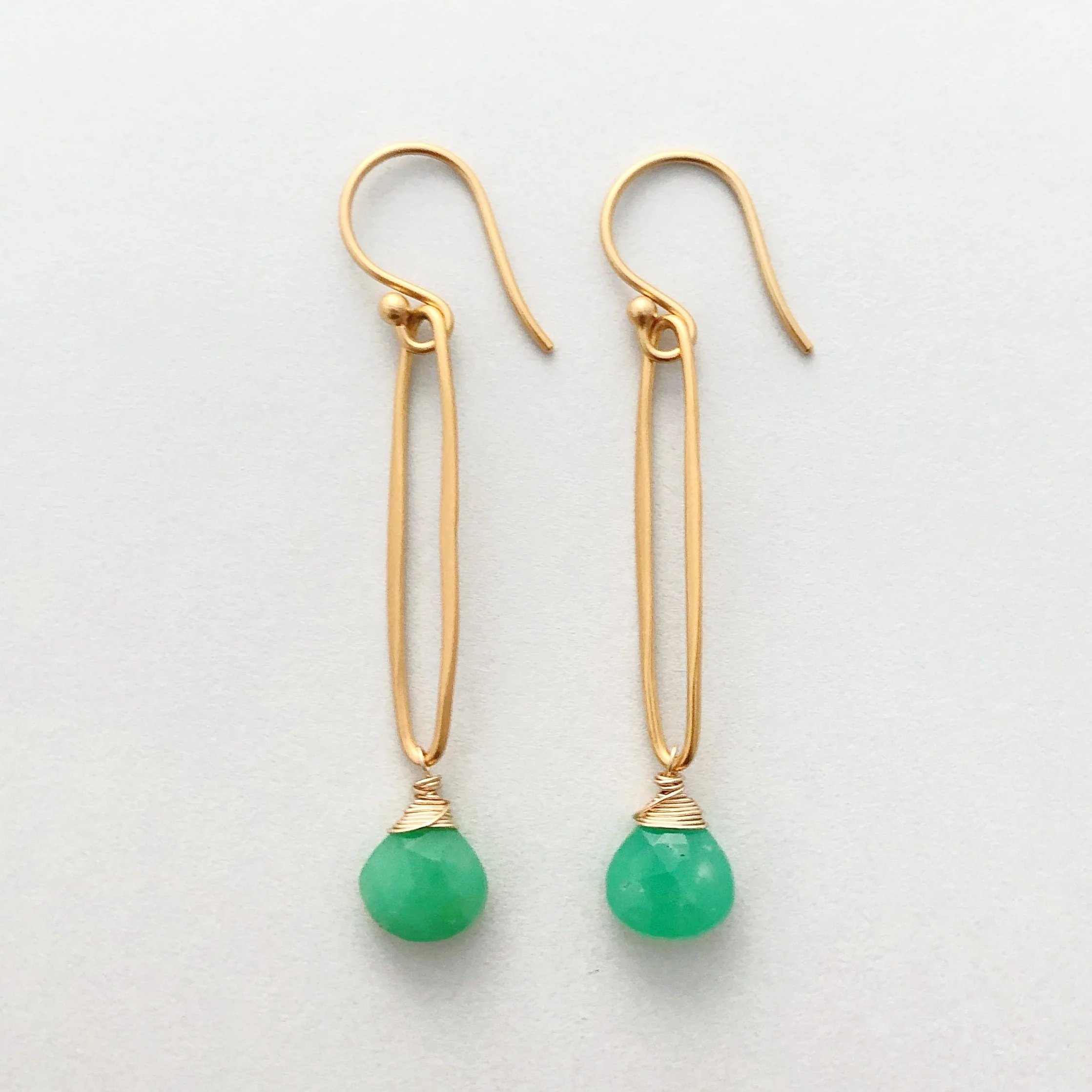 Chrysoprase Oval Link Earrings | Marissa Irwin Designs