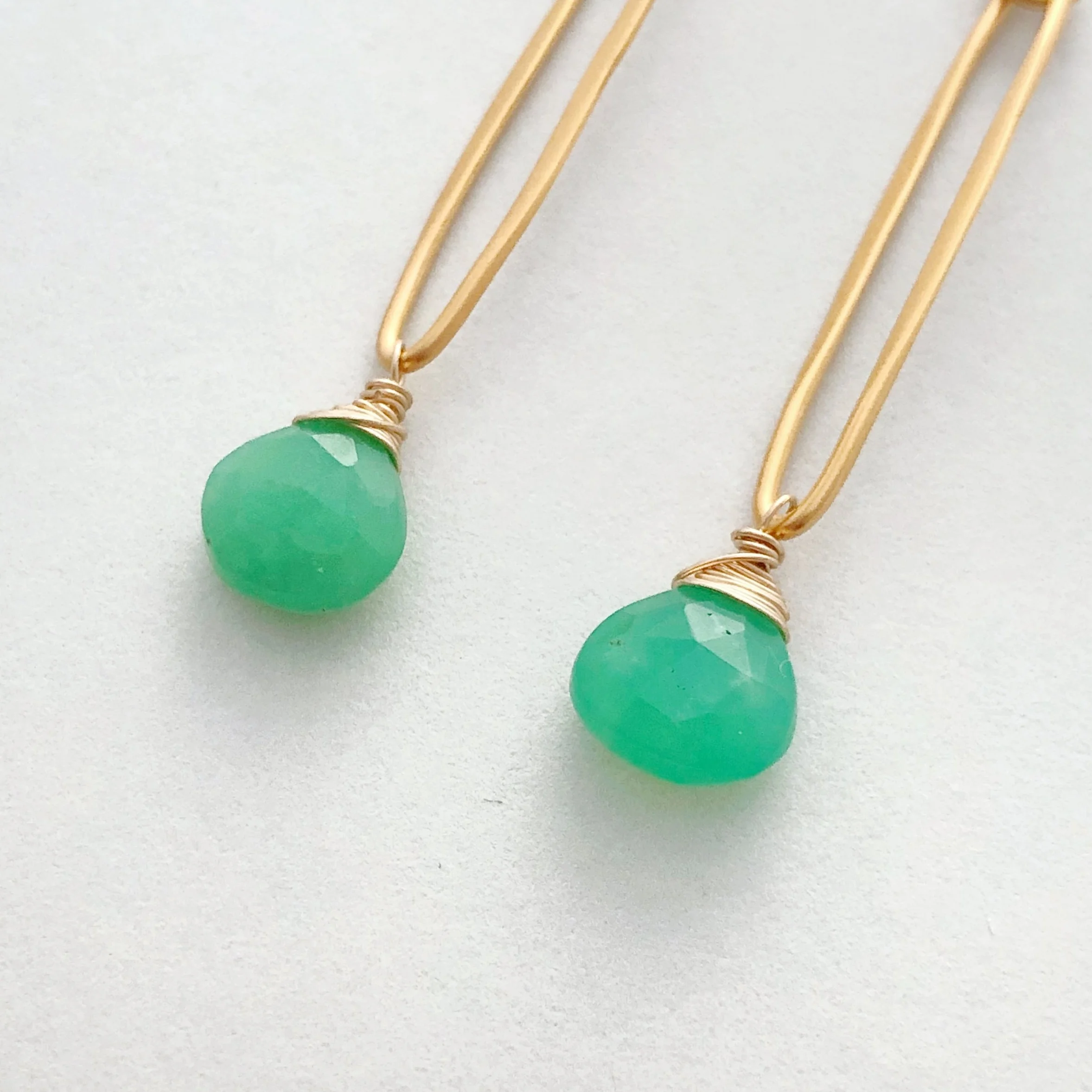 Chrysoprase Oval Link Earrings | Marissa Irwin Designs