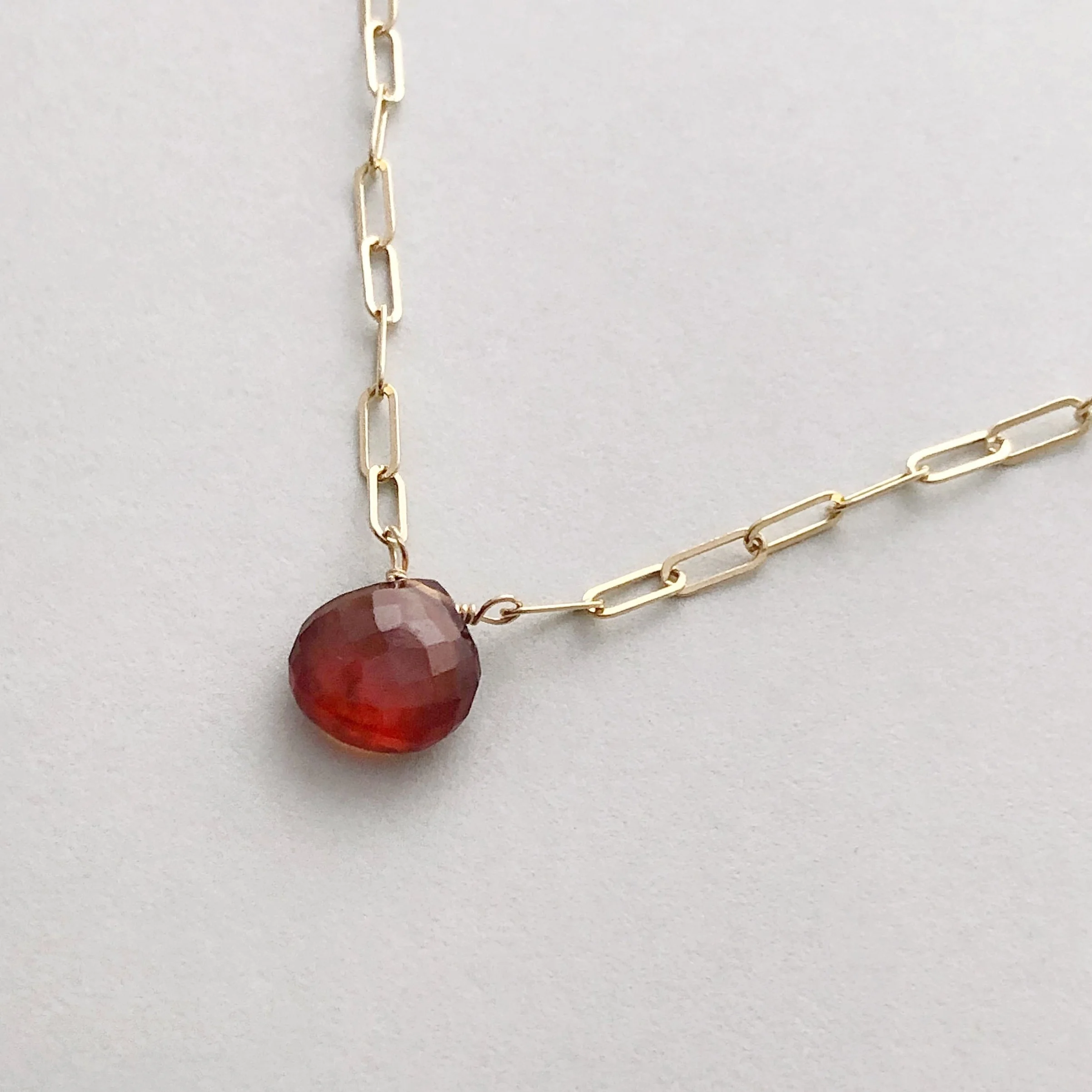 Handmade Garnet and Gold Gemstone Necklace