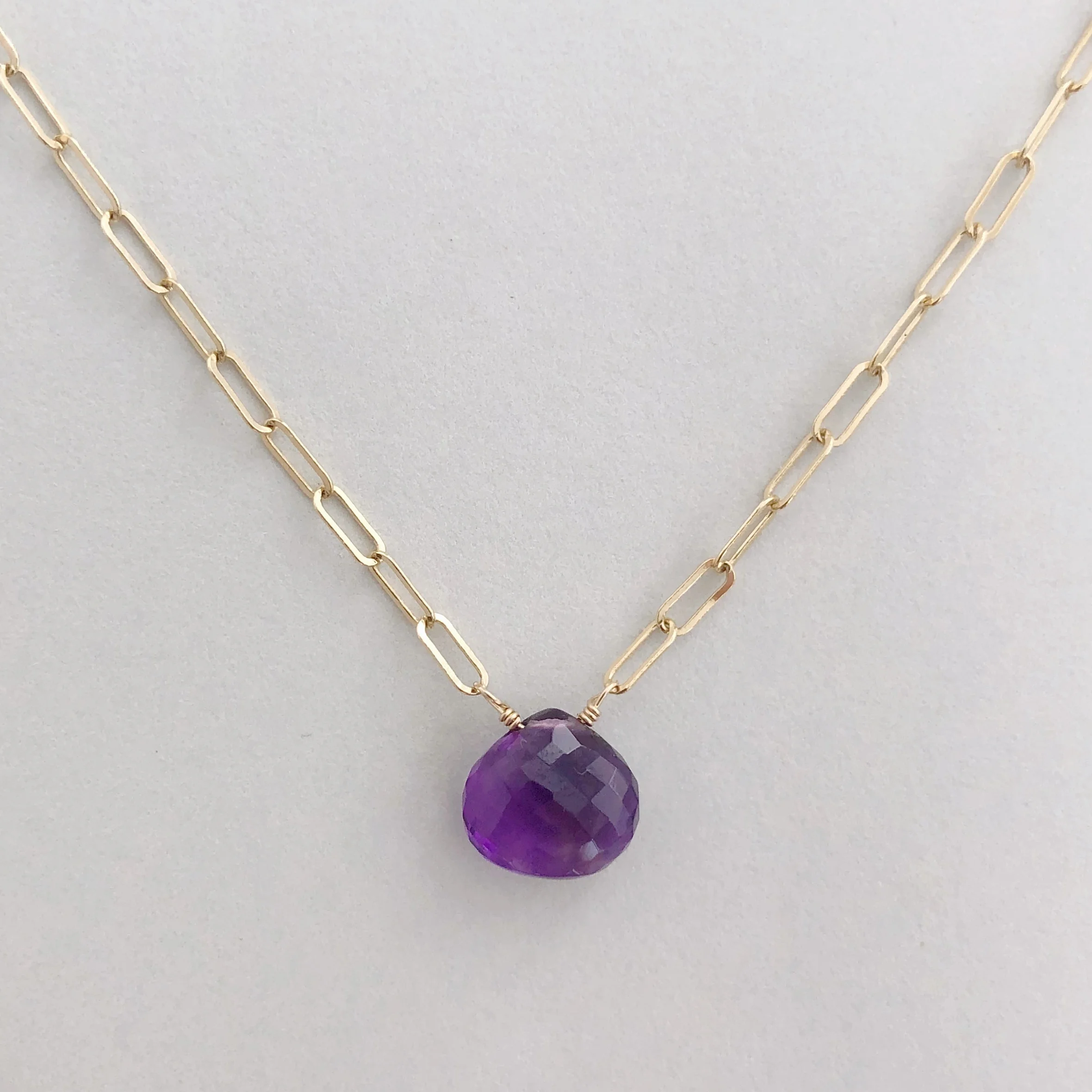 Handmade Amethyst and Gold Gemstone Necklace