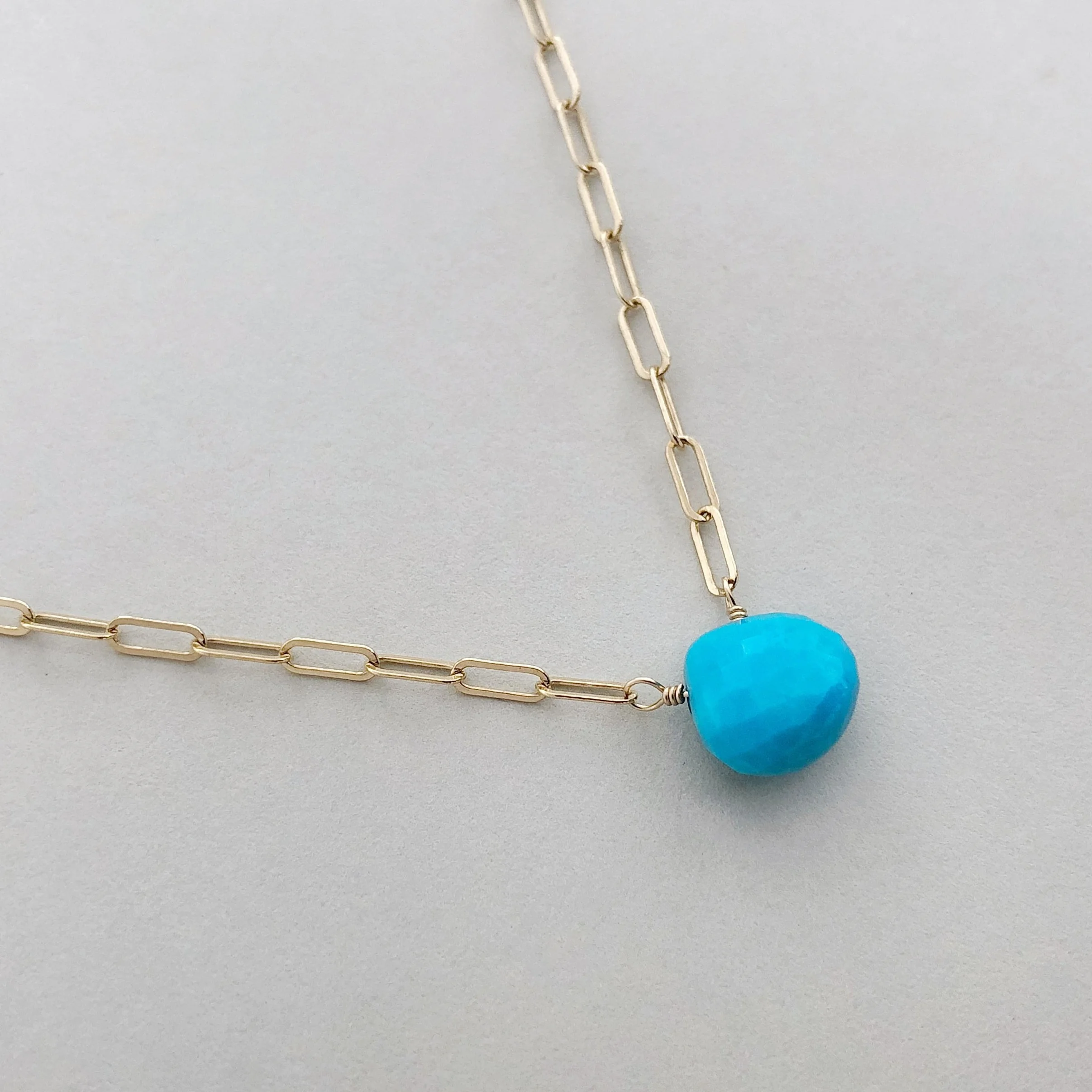 Handmade Turquoise and Gold Gemstone Necklace