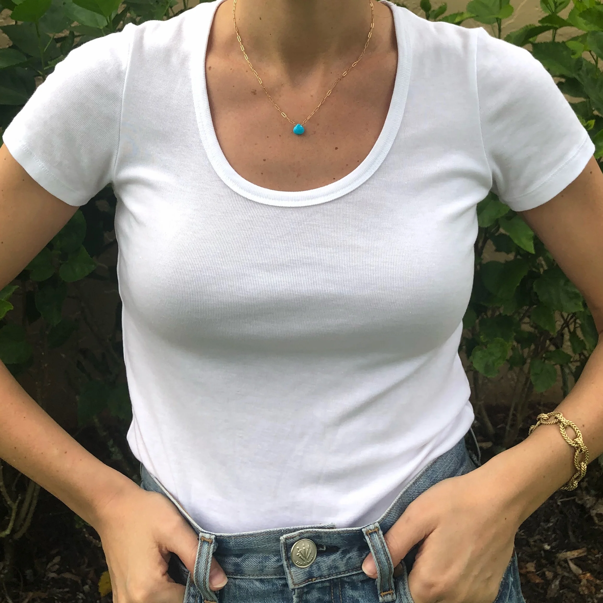 Handmade Turquoise and Gold Gemstone Necklace
