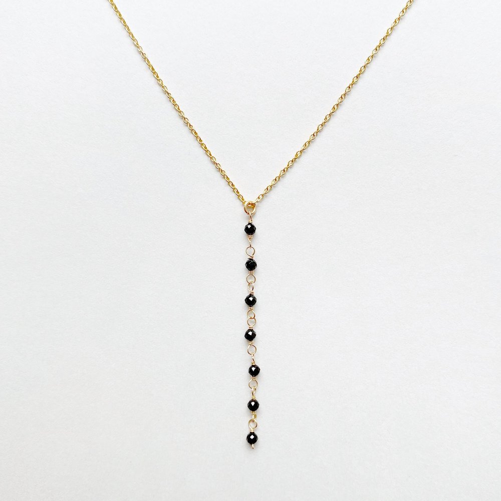 Black Spinel Lariat — Marissa Irwin Designs Delicate Gemstone