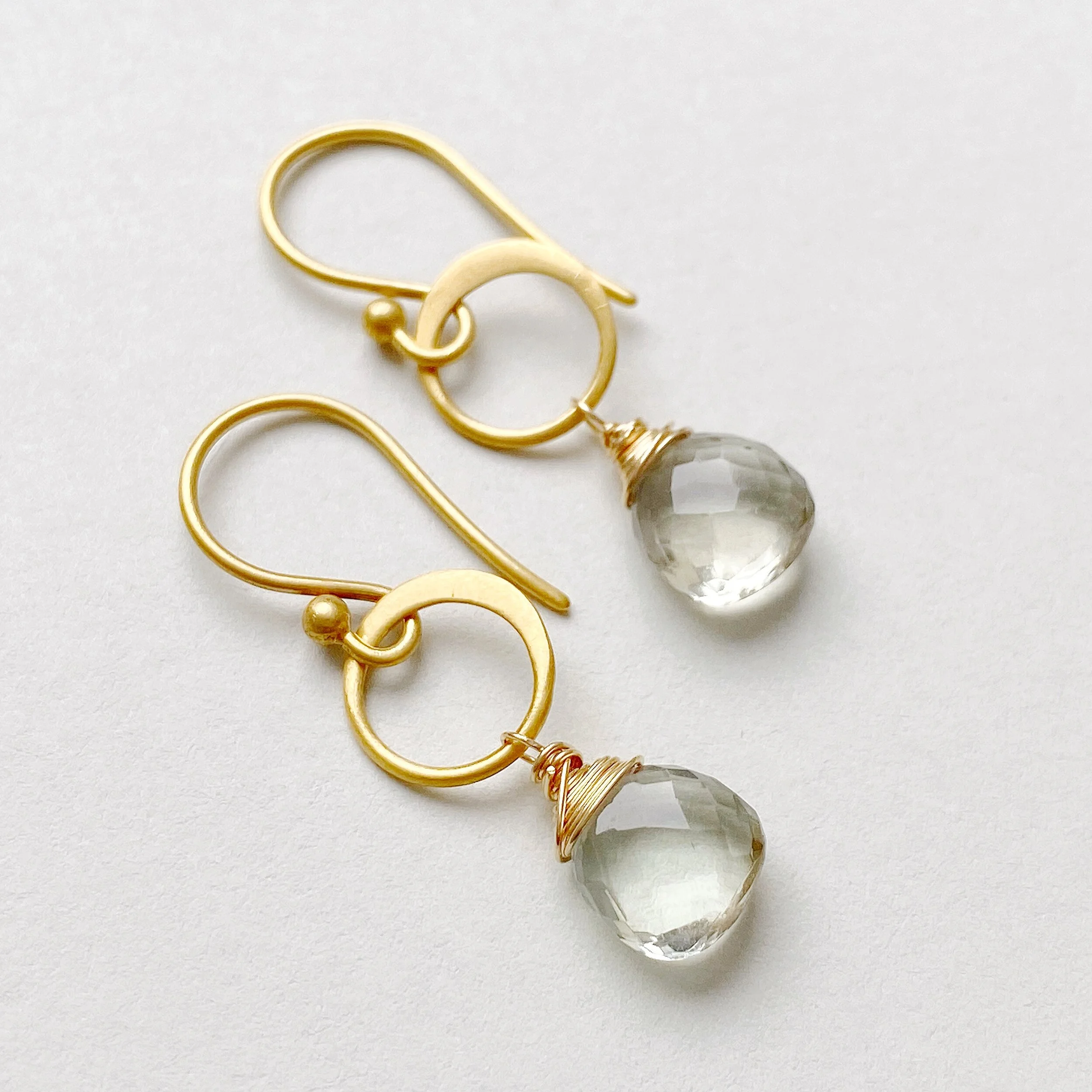 Green Amethyst and Gold Handmade Harriet Earrings
