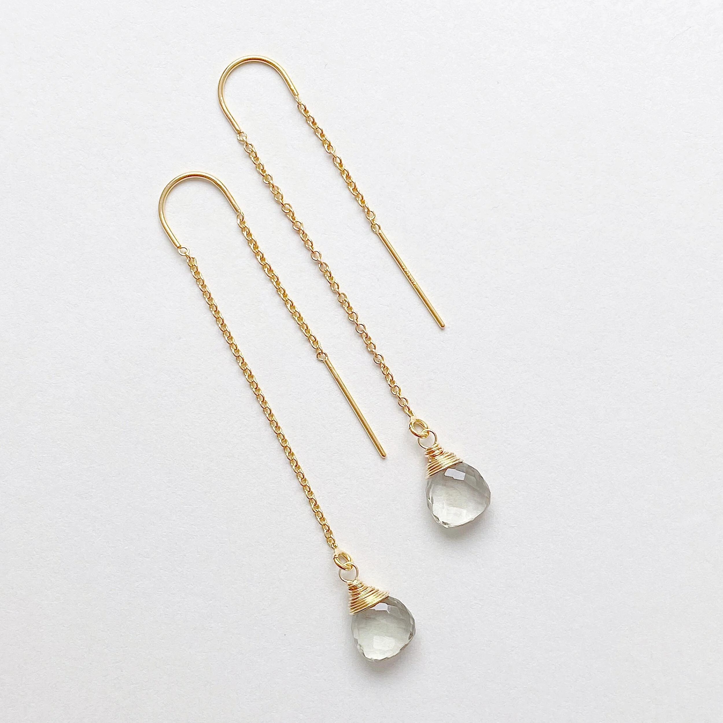 Green Amethyst Threader Earrings