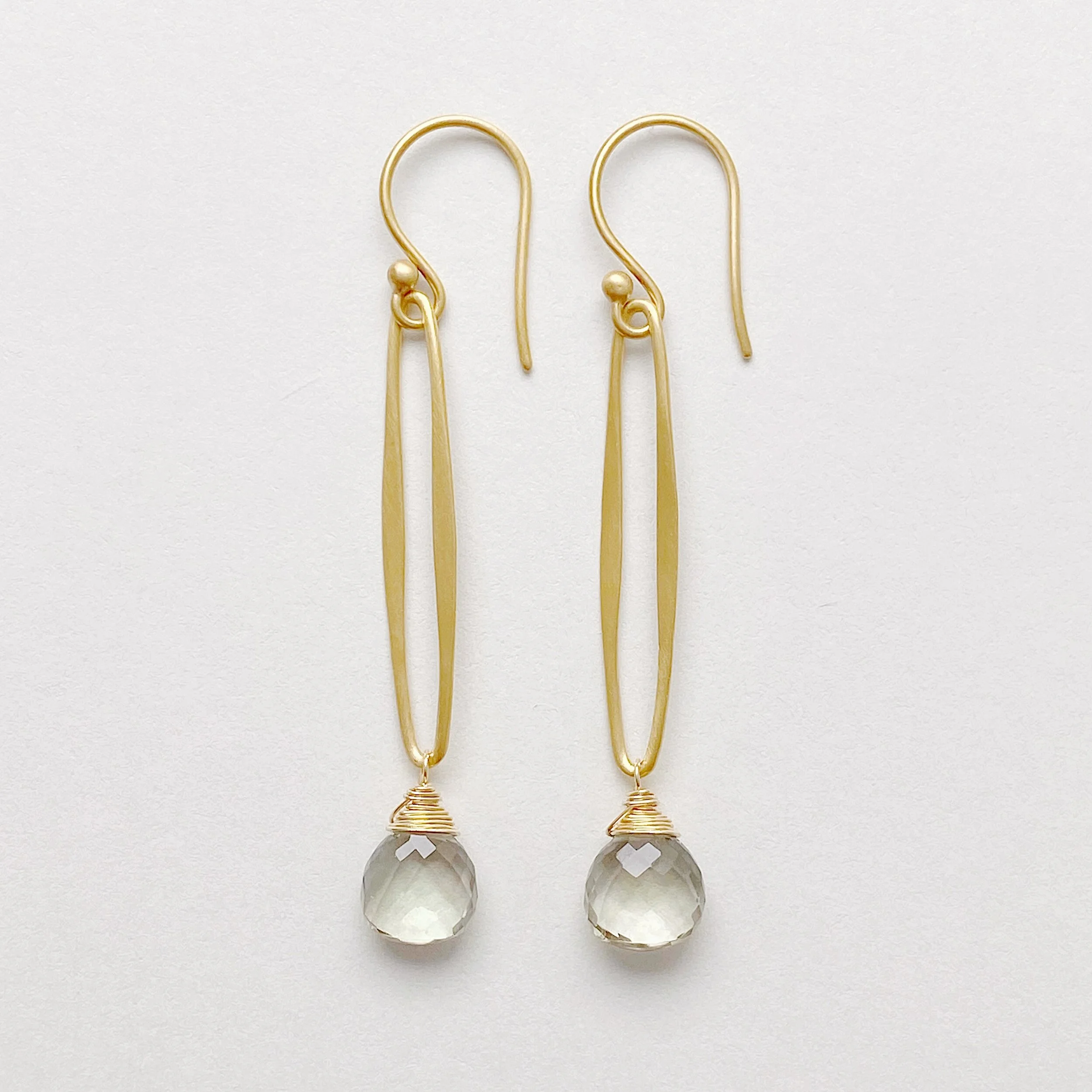 Green Amethyst Oval Link Earrings