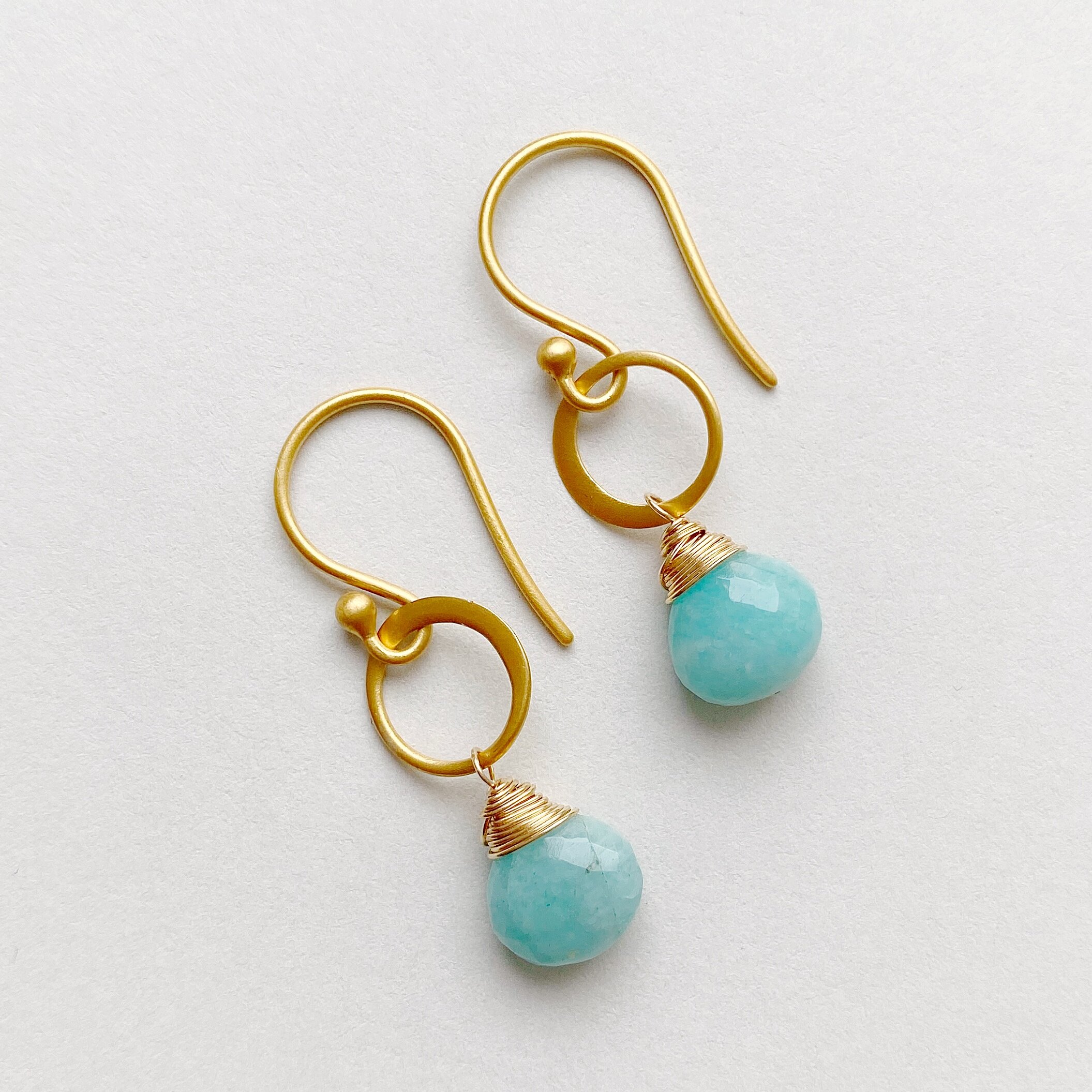 Amazonite and Gold Handmade Harriet Earrings