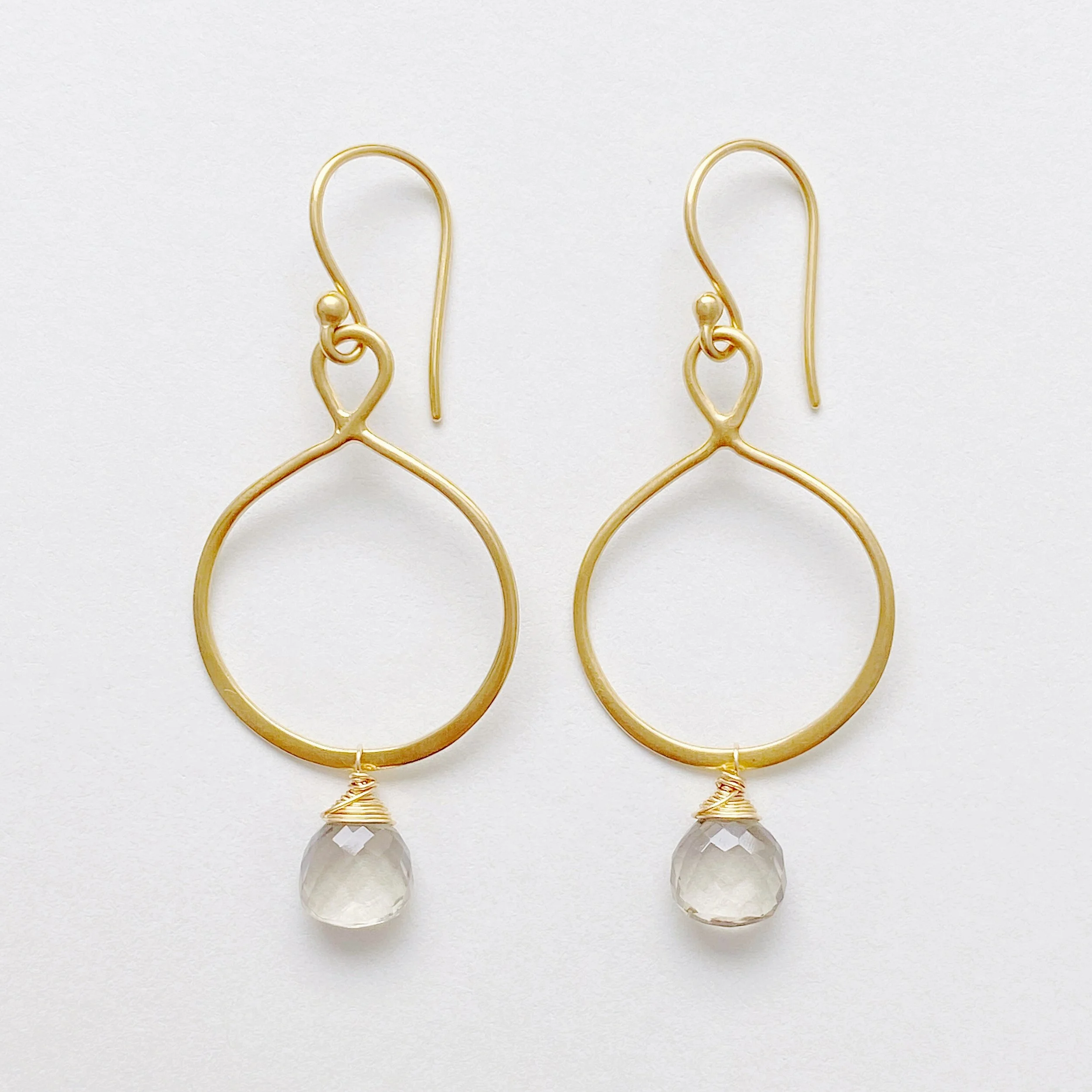 Green Amethyst and Gold Handmade Figure Eight Earrings