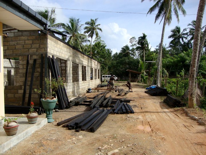 Teated timbers for the roof of the new school