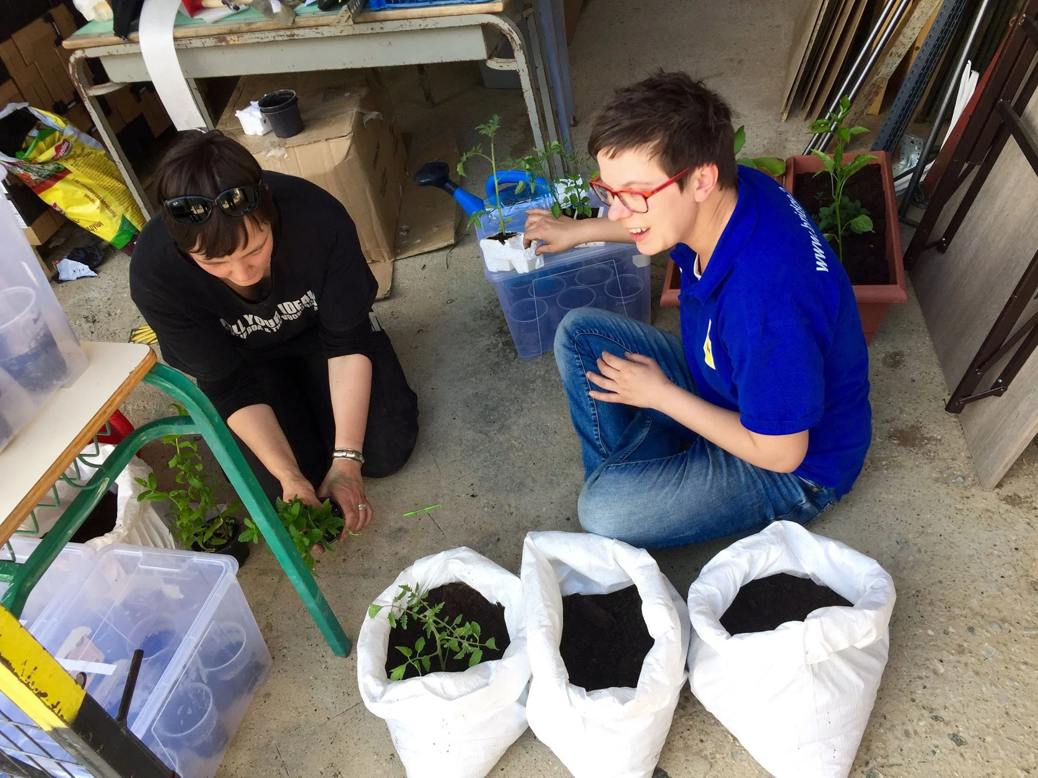 Imke, Sanne and Anne started a nursery for the vegetables to grow before being planted