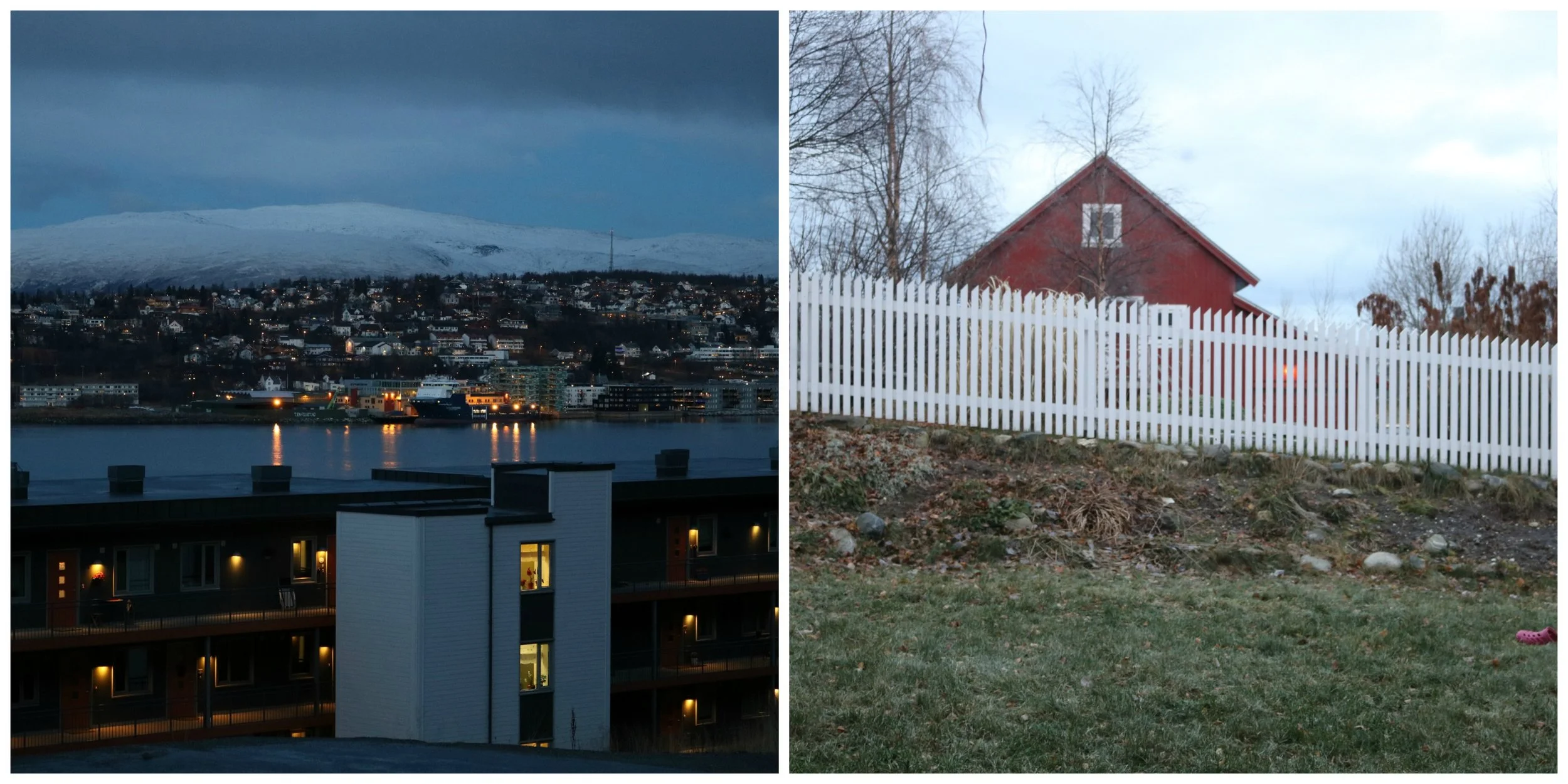 On the left: Twilight which lasts from 9am to 10am and again from 1pm to 2pm. This time is also called the blue hour. On the right: Max. amount of daylight at 11.30am, basically like a grey and rainy autumn day.