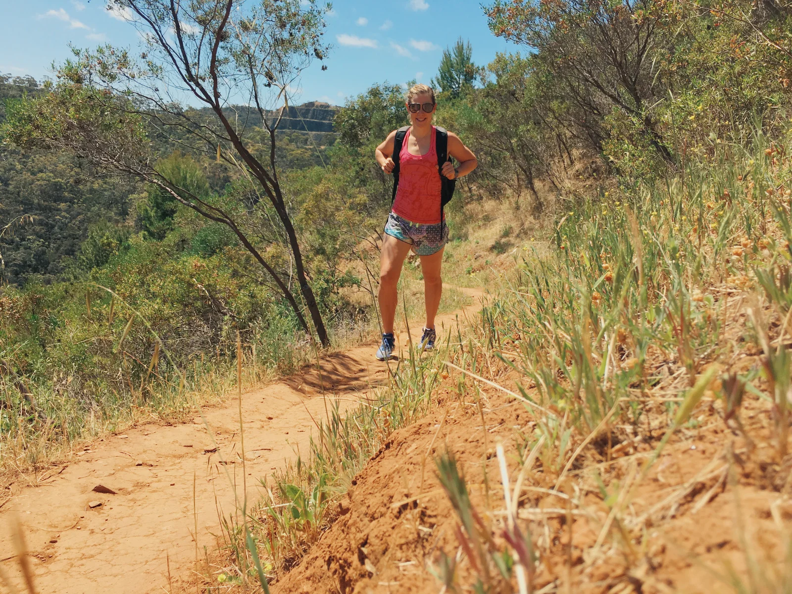 Tiffany hiking up from Waterfall Gully up to Mt. Lofty