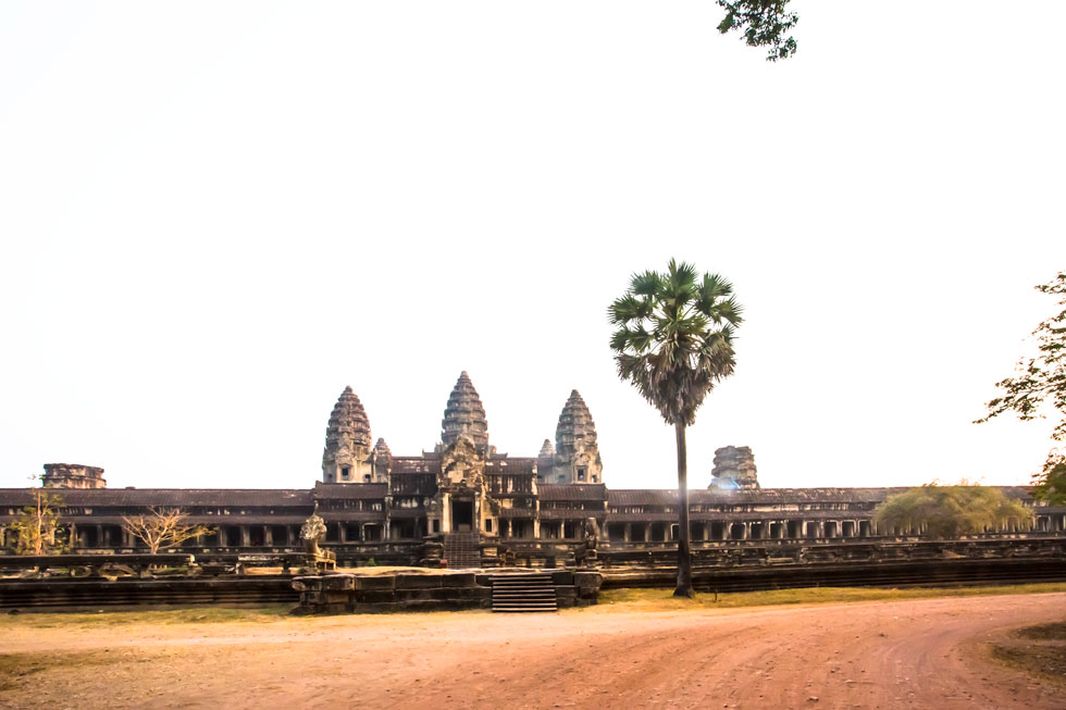 Angkor Wat south facade at dawn.