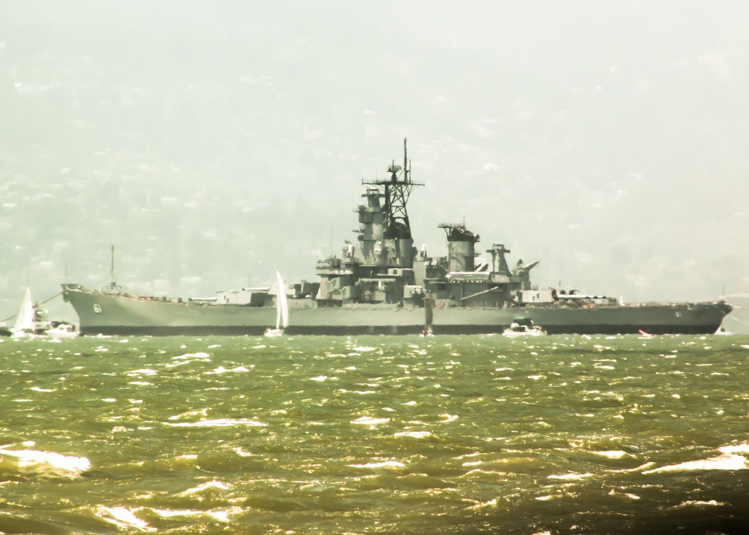 U.S.S. New Jersey towed on her final voyage.