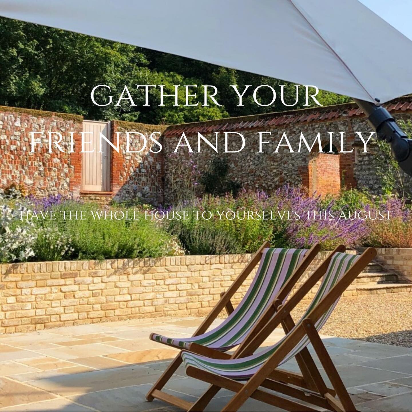 Gather your friends and family and have the whole house to yourselves in August. We are offering self-catering weeks from the 31st of July onwards. Give us a ring on 07785 439727 or contact Zo&euml; at Barefoot Retreats on 01485 512245 to book. This 