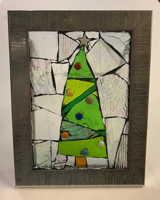 Glass Holiday Tree in Frame
