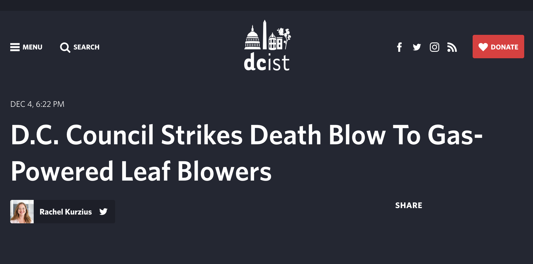 Headline from story by Rachel Kurzius in DCist .