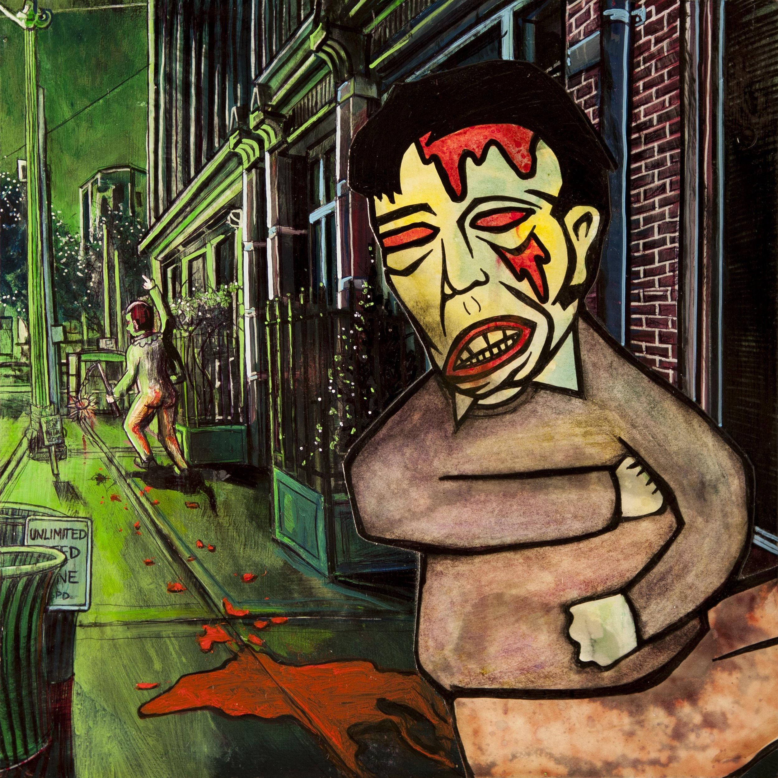 The victim wailed and clutched his wounds as the three-armed man scurried away. The being saw blood and a helpless expression.