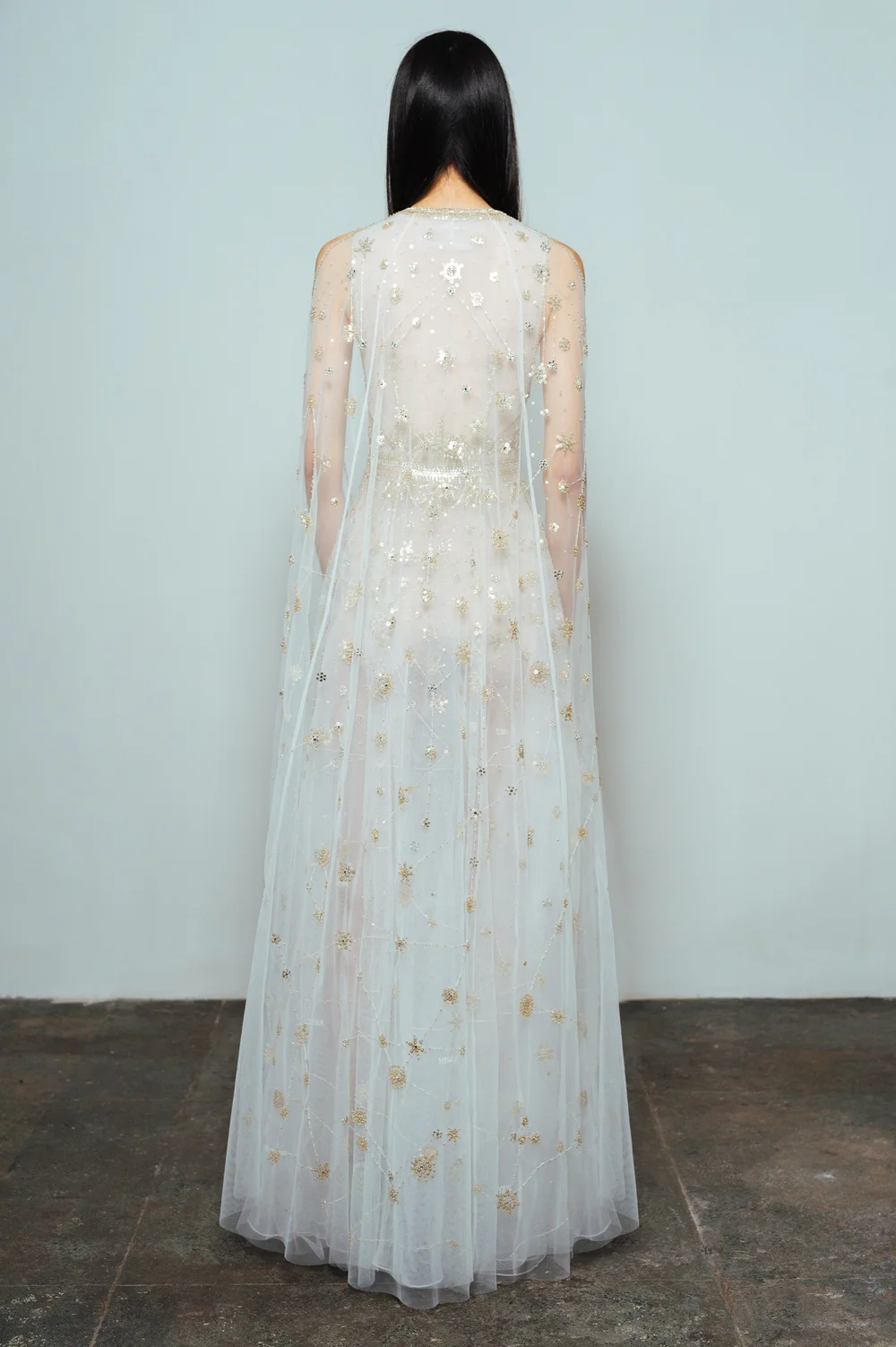 embroidered constellation dress Astra Gown with Constellation Embroidery